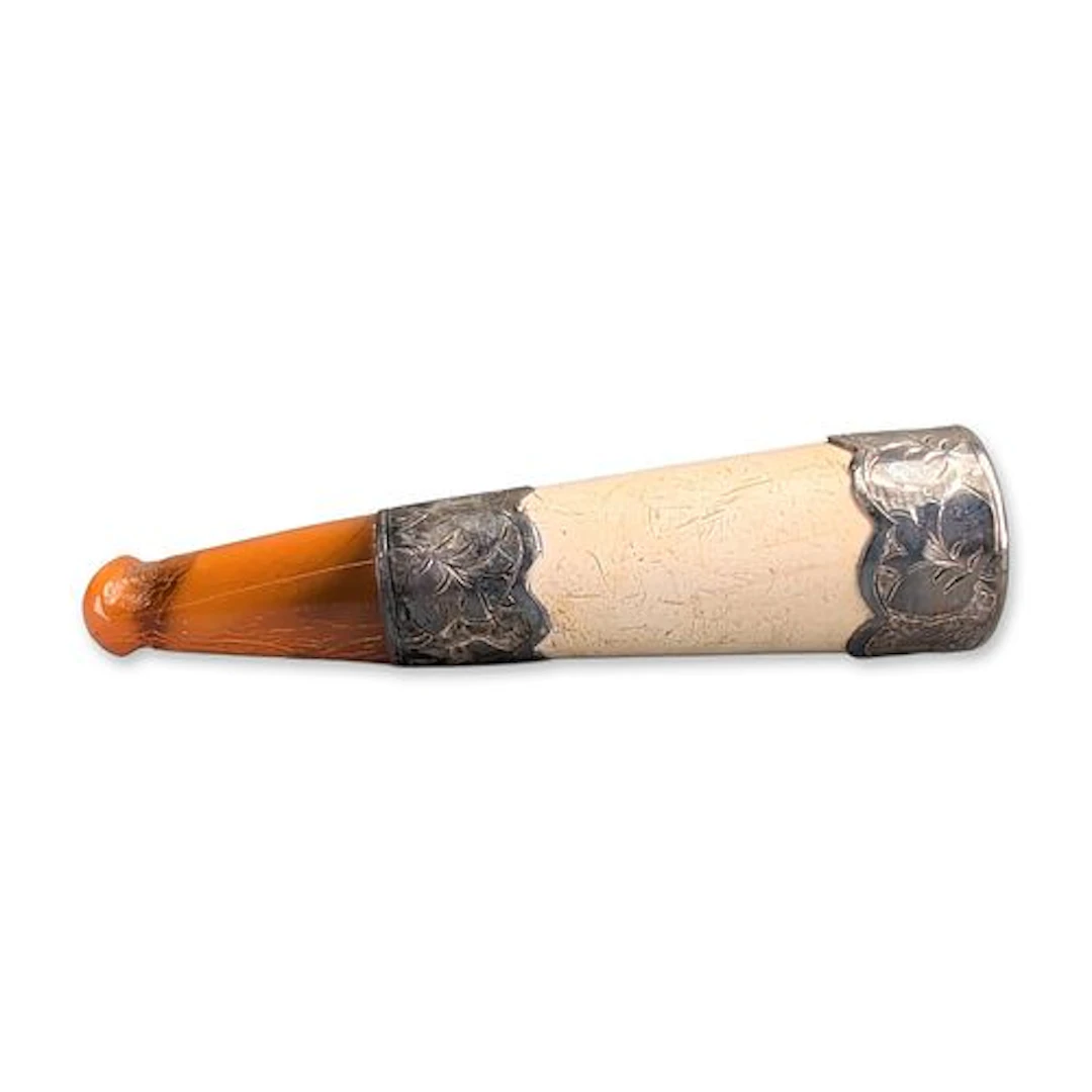 Amber and Meerschaum with Sterling Silver Mounts Cigarette Holder