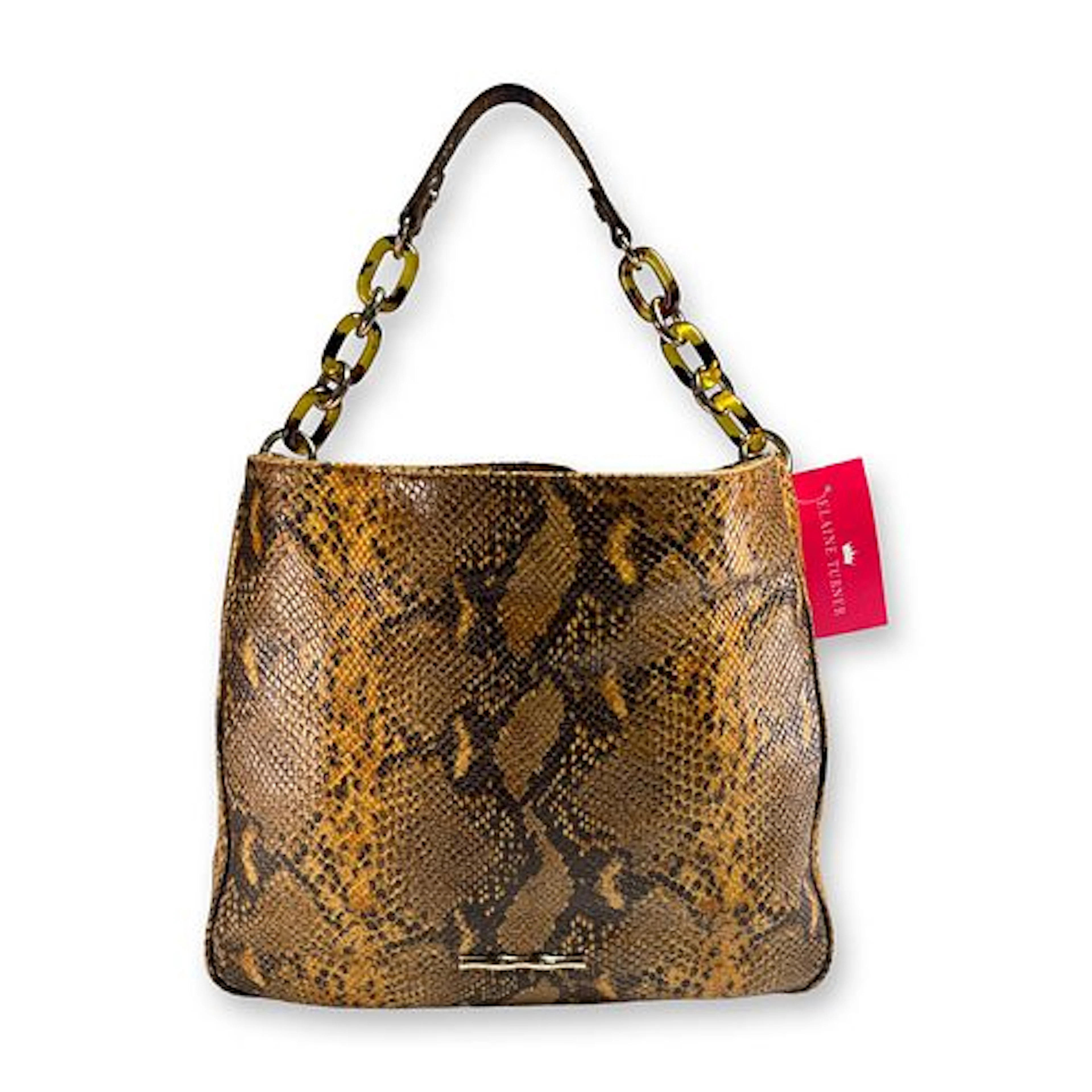 Elaine Turner Python Embossed Leather Hobo Bag