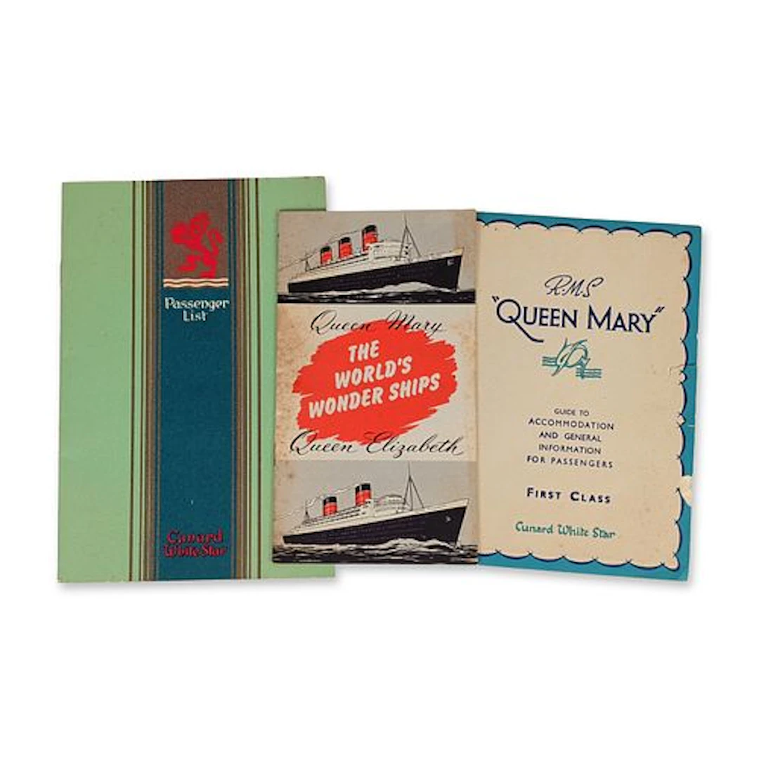 3pc Cunard White Star RMS Queen Mary and Queen Elizabeth Ephemera