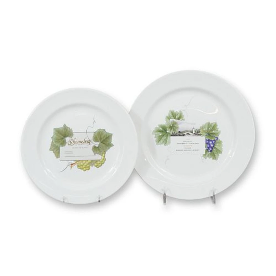 2pc Wedgwood Grand Gourmet Vintage Collection Wine Label Accent Plates