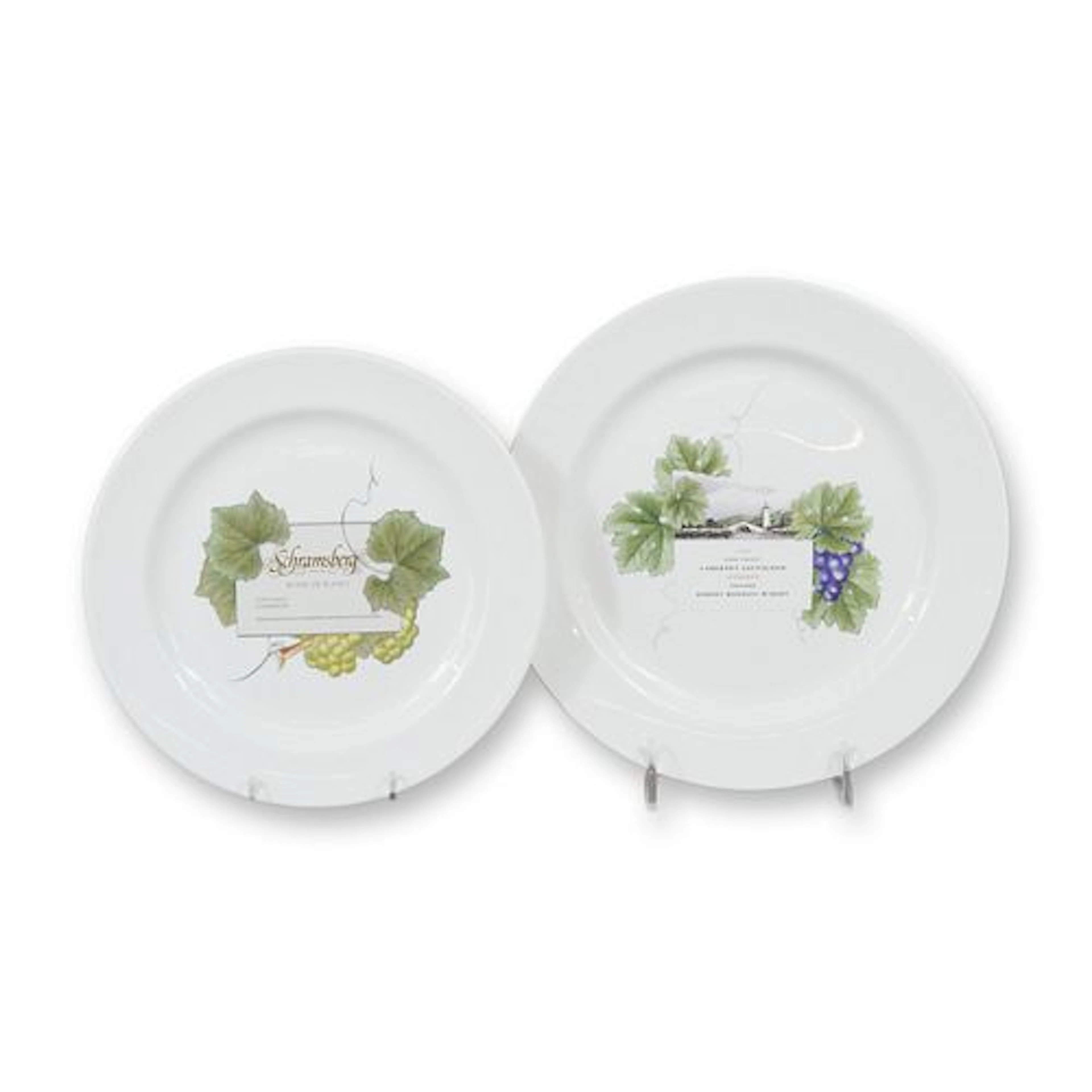 2pc Wedgwood Grand Gourmet Vintage Collection Wine Label Accent Plates
