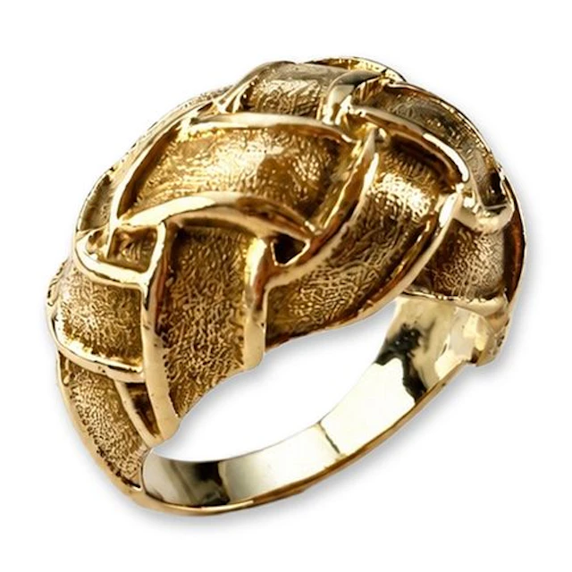 14K Yellow Gold Quilt Dome Ring