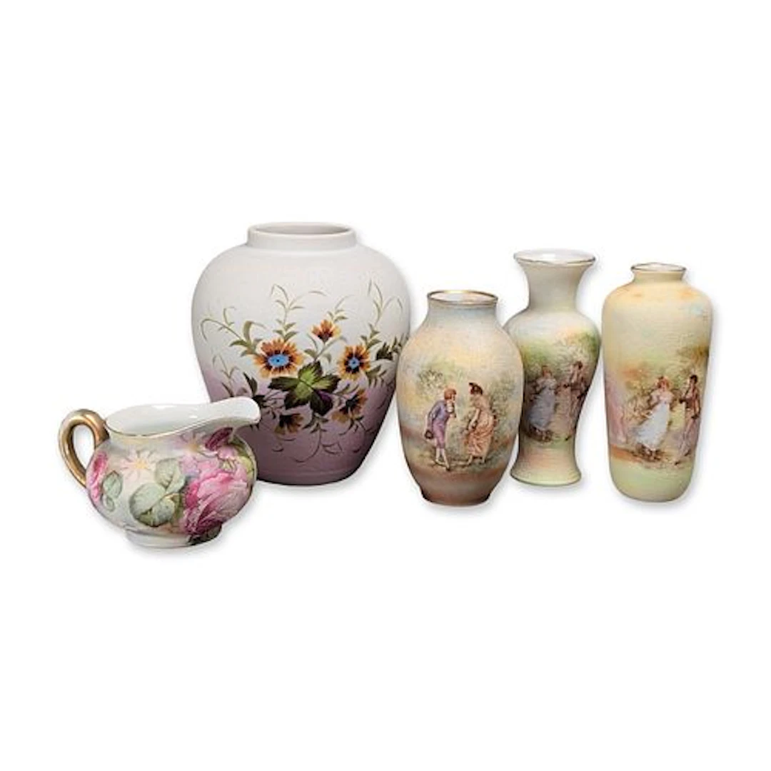 Royal Bayreuth and T&S Germany Porcelain Tapestry Vases and Pitcher