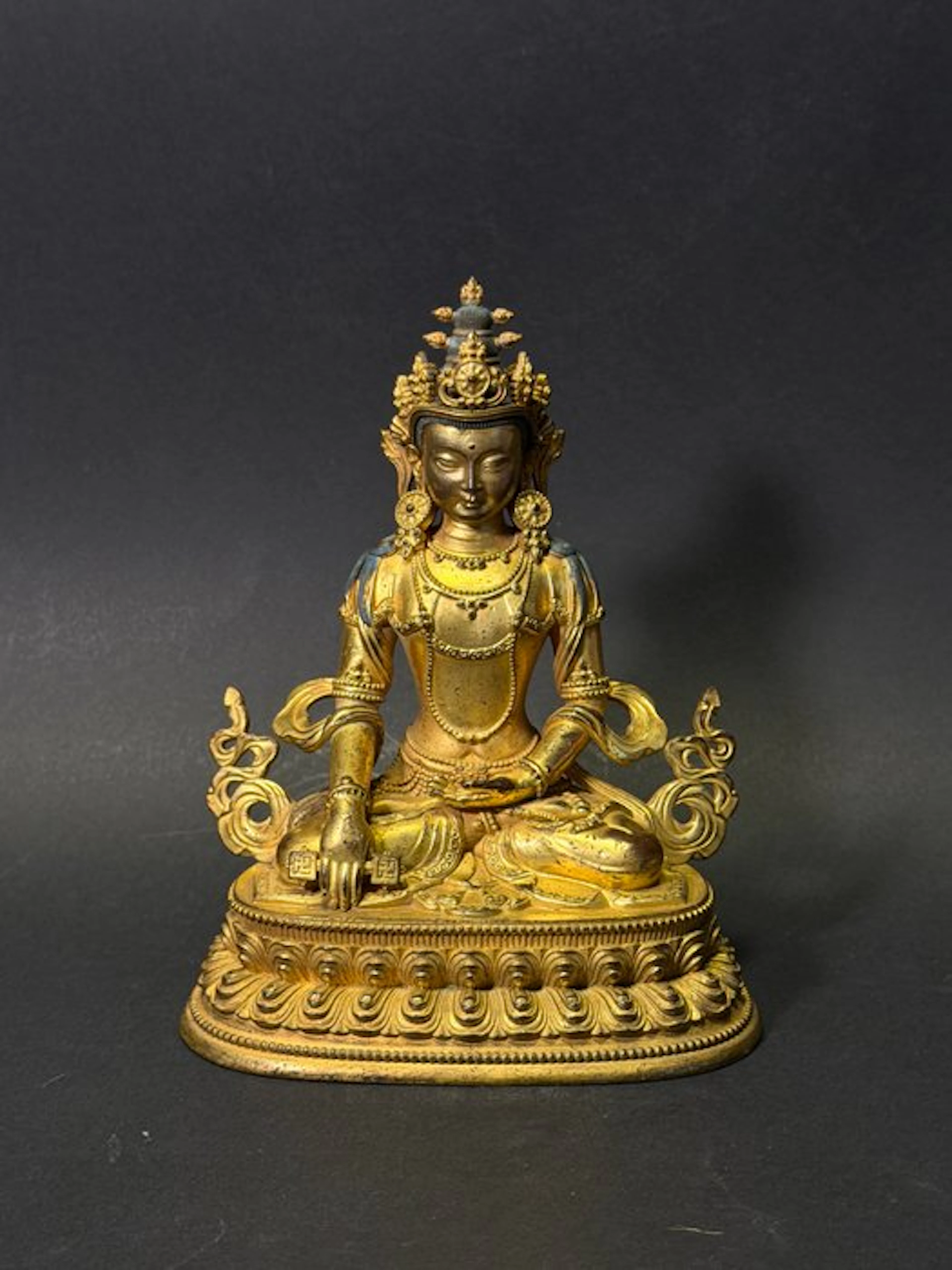 19th–20th Century Gilt-Bronze Figure of Guanyin Seated on a Lotus Throne