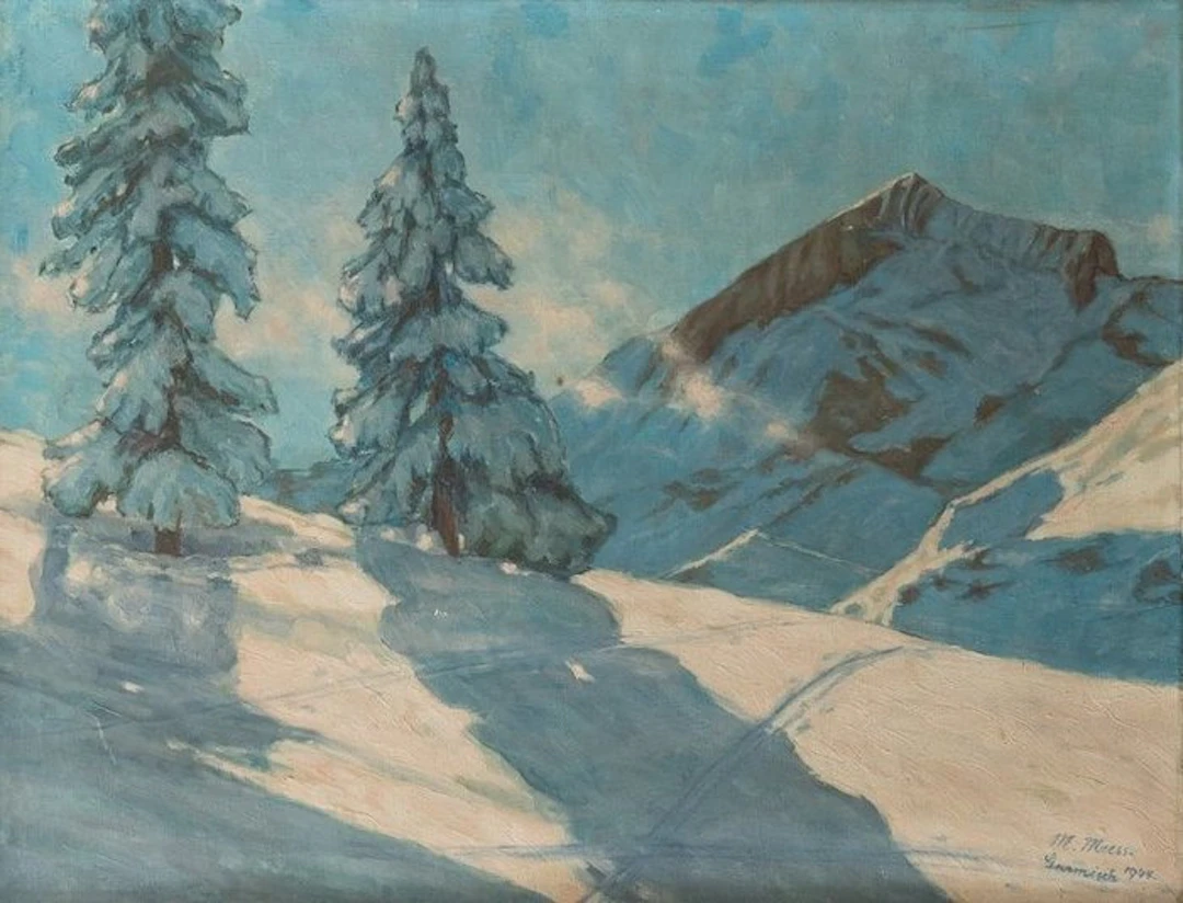 German School (XX), signed "M. Meess" - Landscape, Garmisch