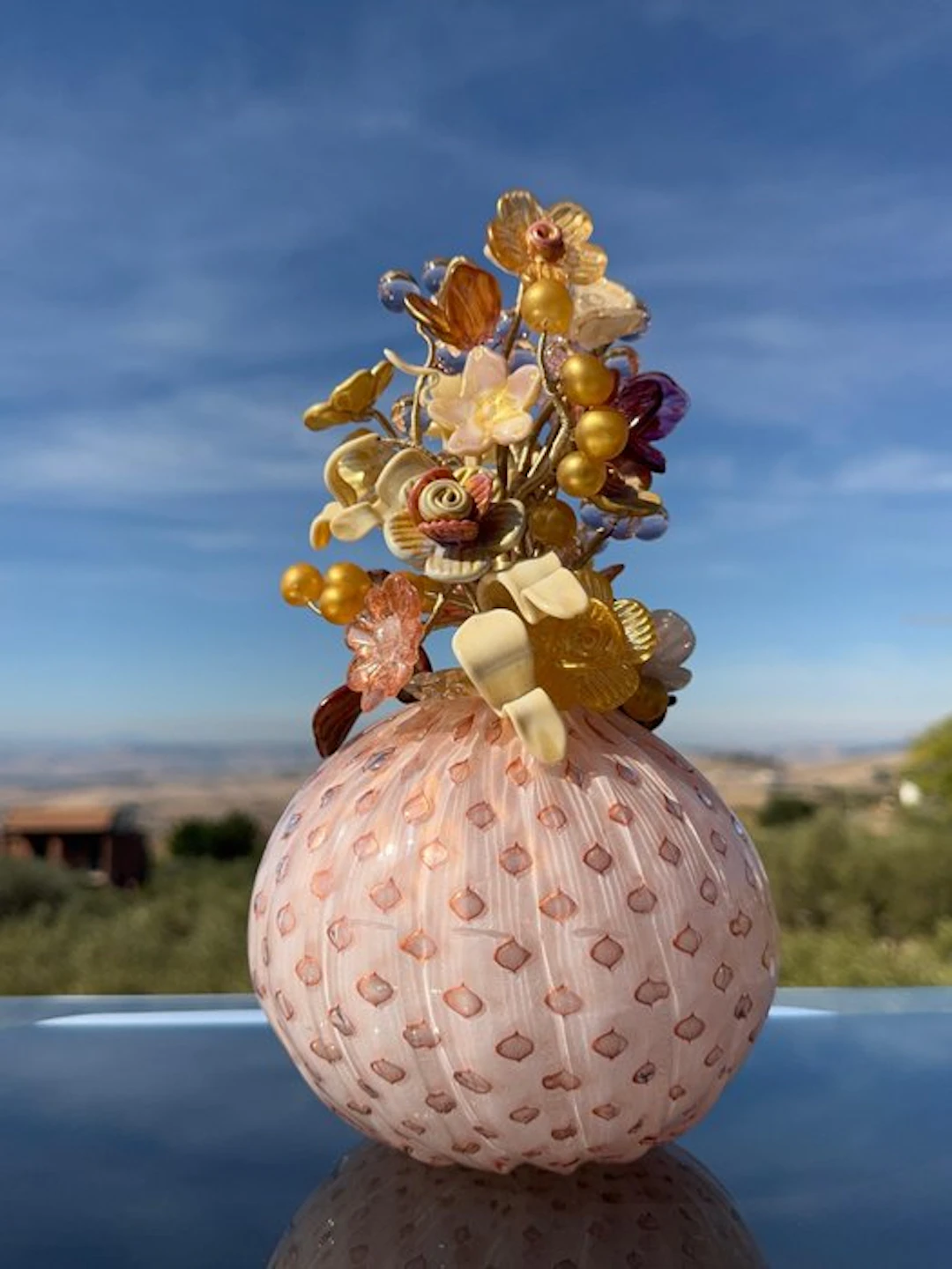 Murano Glass - Vase (2) - Vase with a bouquet of flowers. - Murano glass