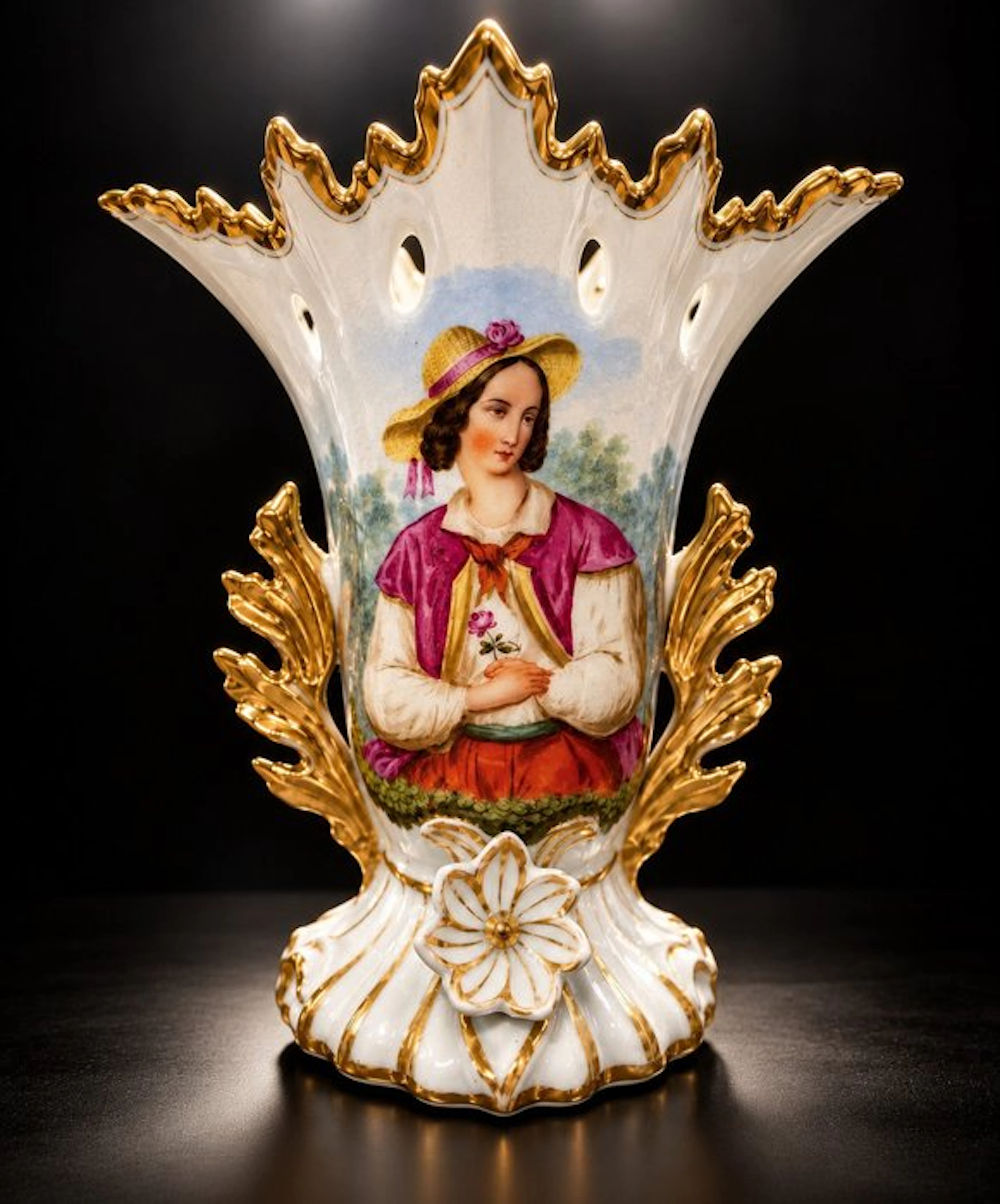 Manifattura Vieux Paris - Vase - Vase with rosettes in...