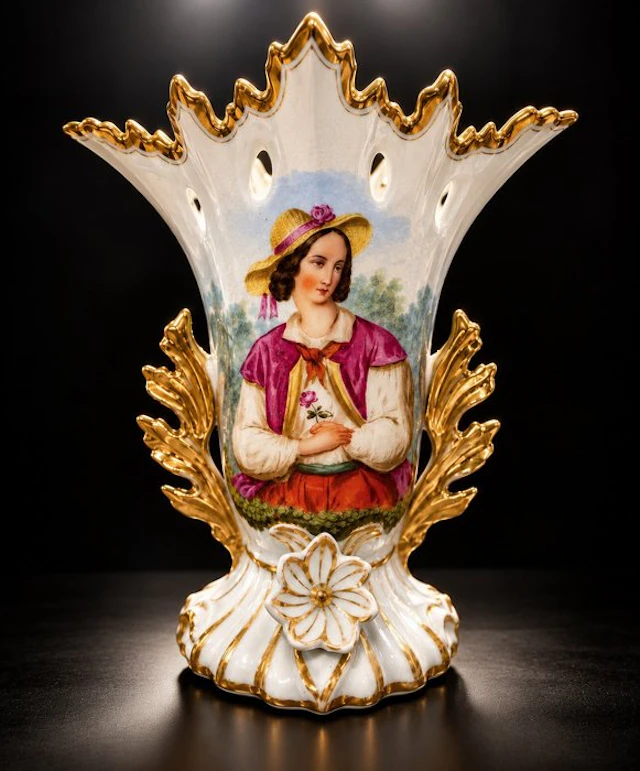 Manifattura Vieux Paris - Vase - Vase with rosettes in...