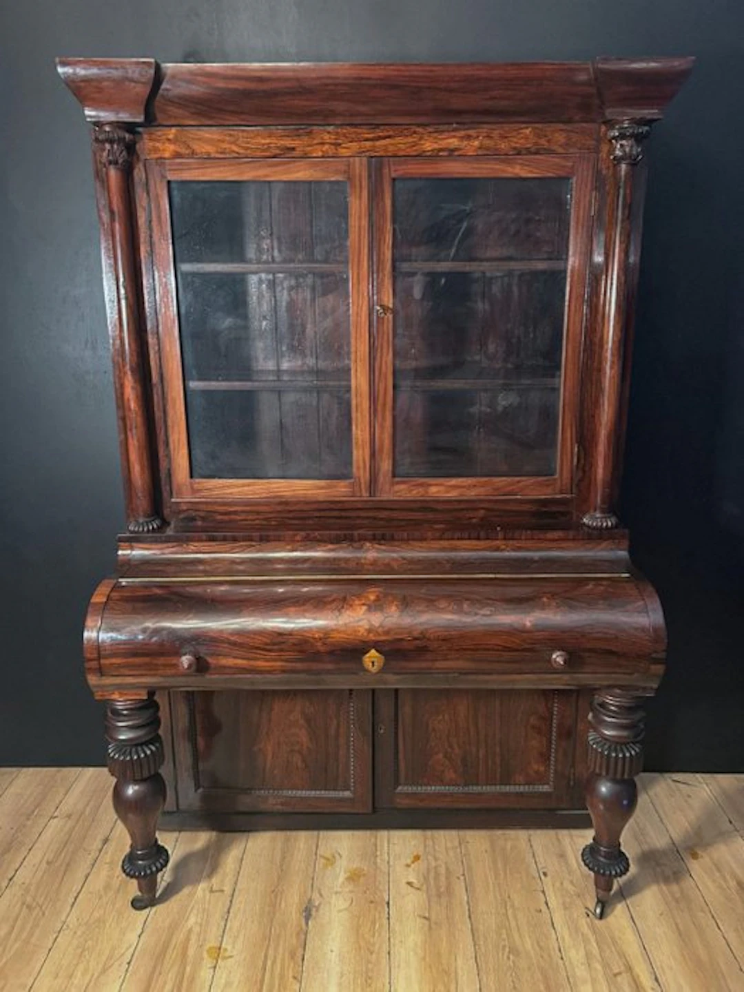 Display cabinet - Wood - Antique Display Cabinet / English Writing Desk