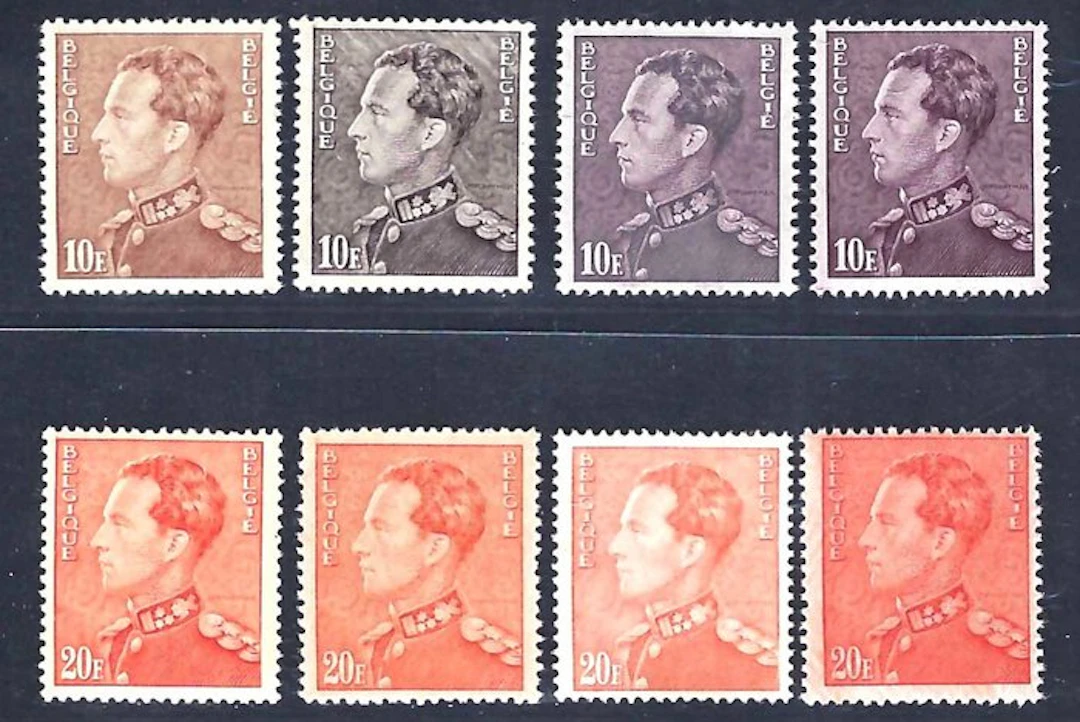 Belgium 1936 - Color nuances Leopold III "Poortman" 10F and 20F