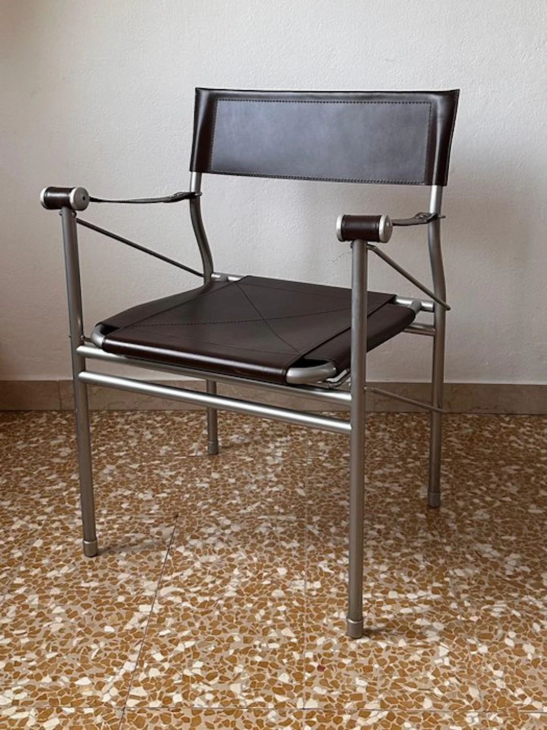 Colombo 907 - Folding chair - Aluminium, Wood, Leather