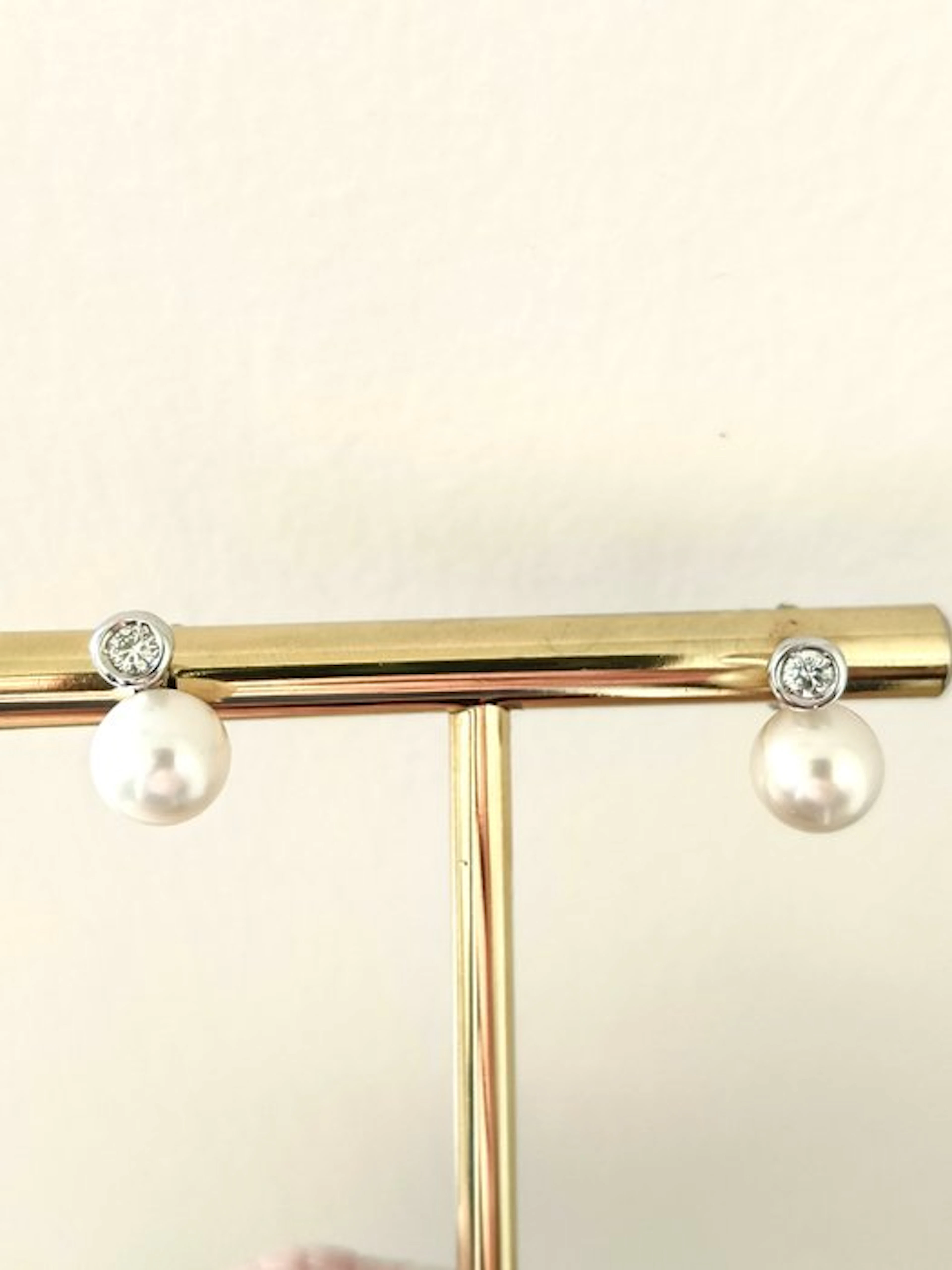 Earrings - 18 kt. White gold Pearl - Diamond