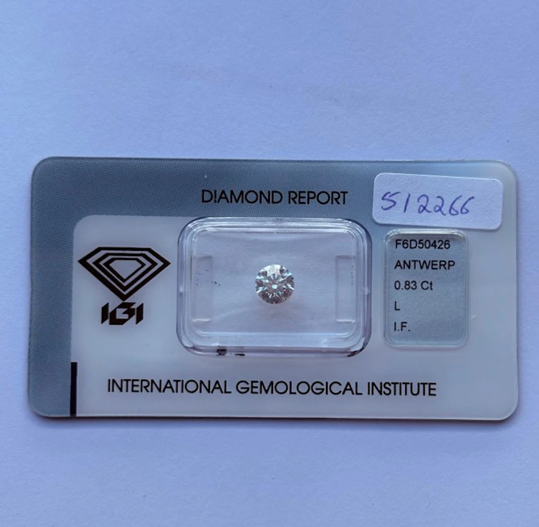 1 pcs Diamond (Natural) - 0.83 ct - Round - L - IF...