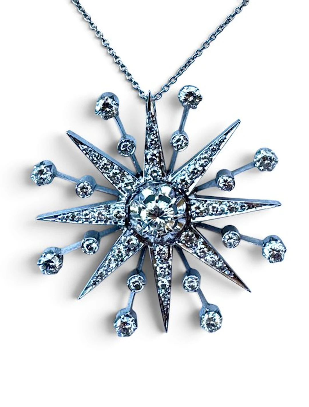 Necklace with pendant - 18 kt. White gold - 2.90ct. tw.