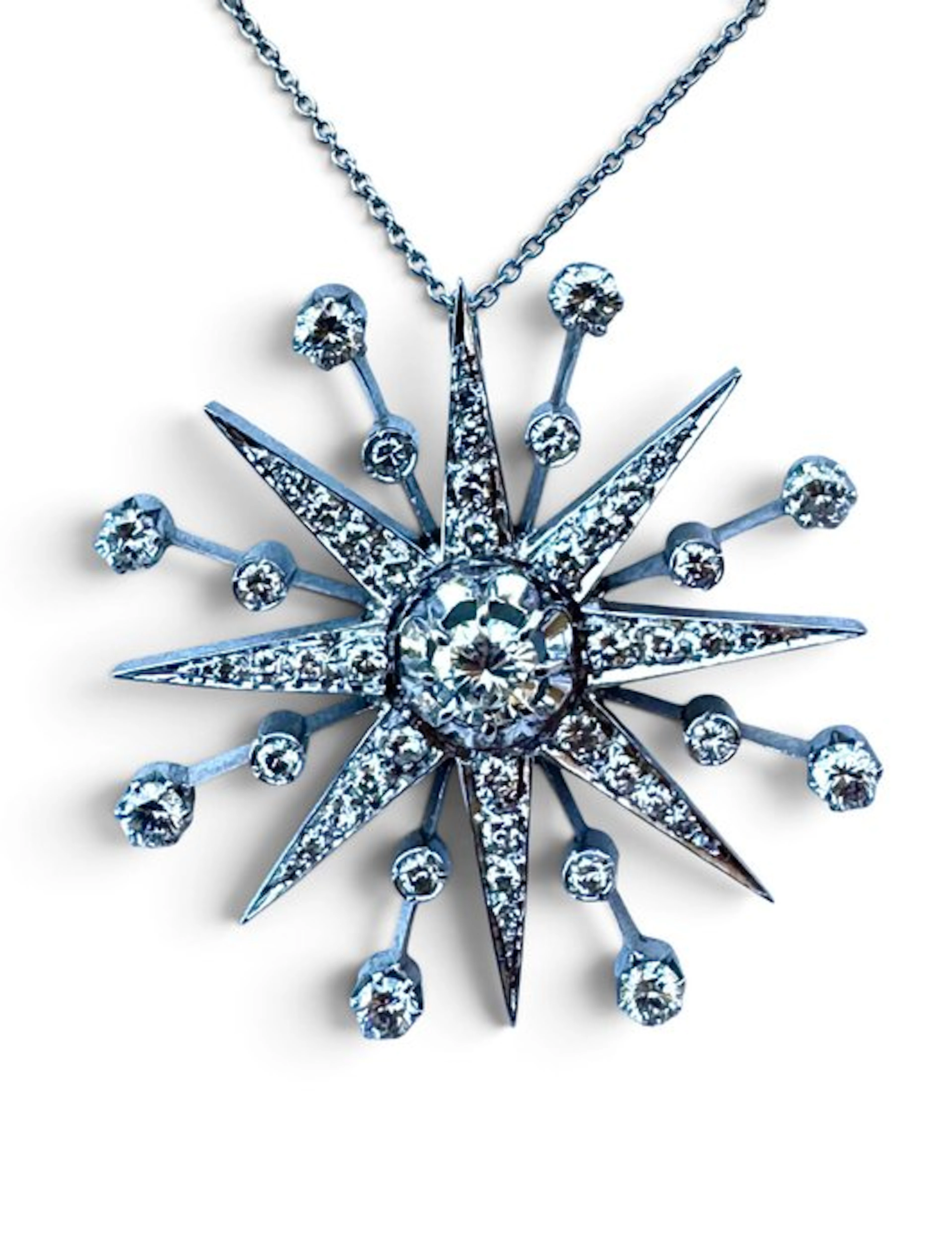 Necklace with pendant - 18 kt. White gold - 2.90ct. tw.