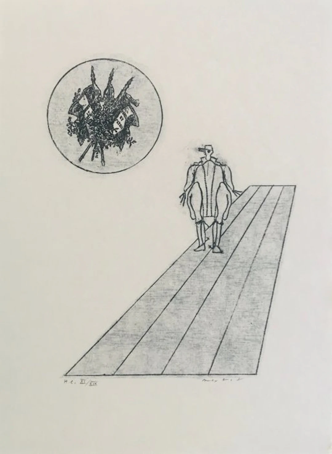Max Ernst (1891-1976) - Au fond d'un grand couloir désert...