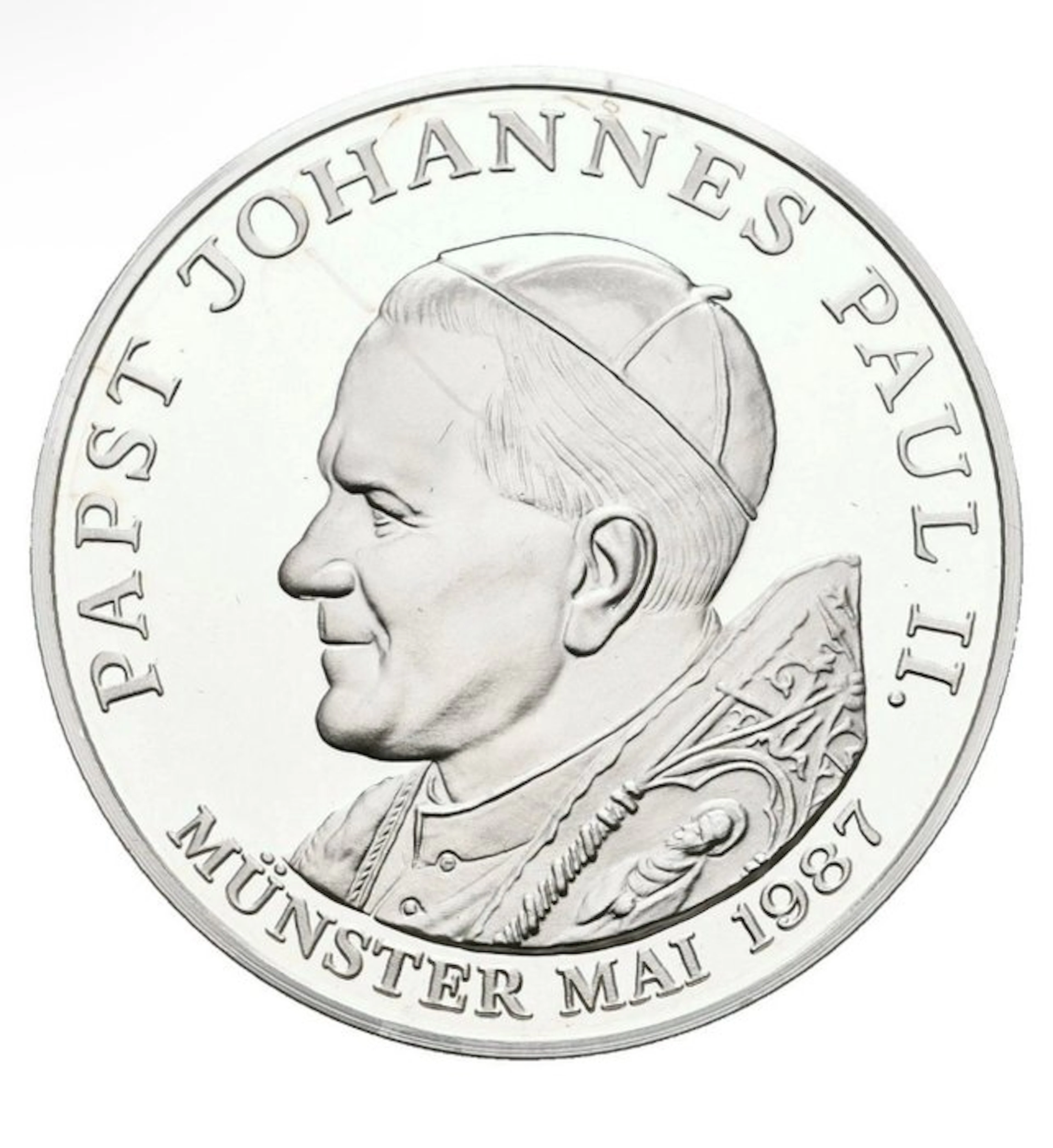 World. Silver medal 1987 Papstbesuch Papst Johannes Paul II