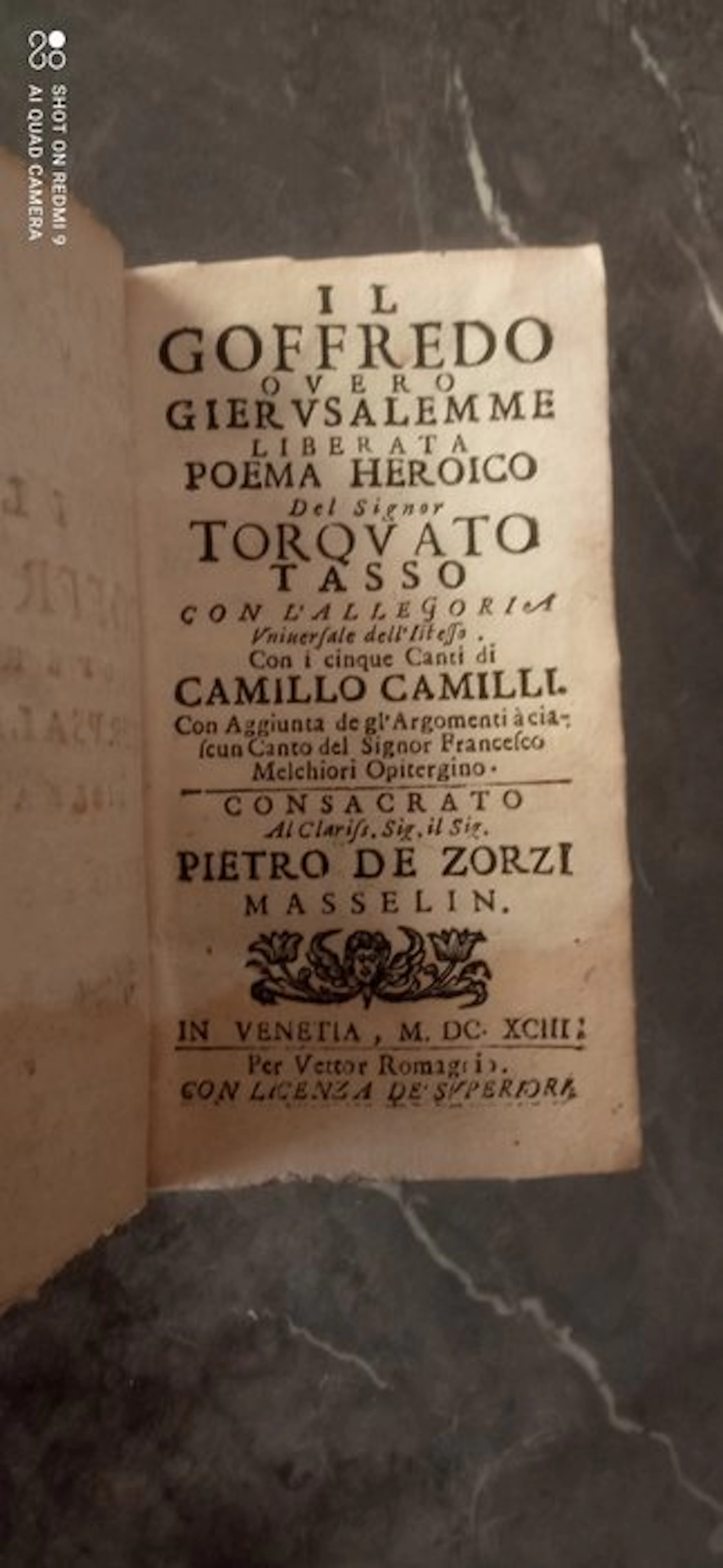 Torquato Tasso - Il Goffredo ouero Gierusalemme Liberata - 1693