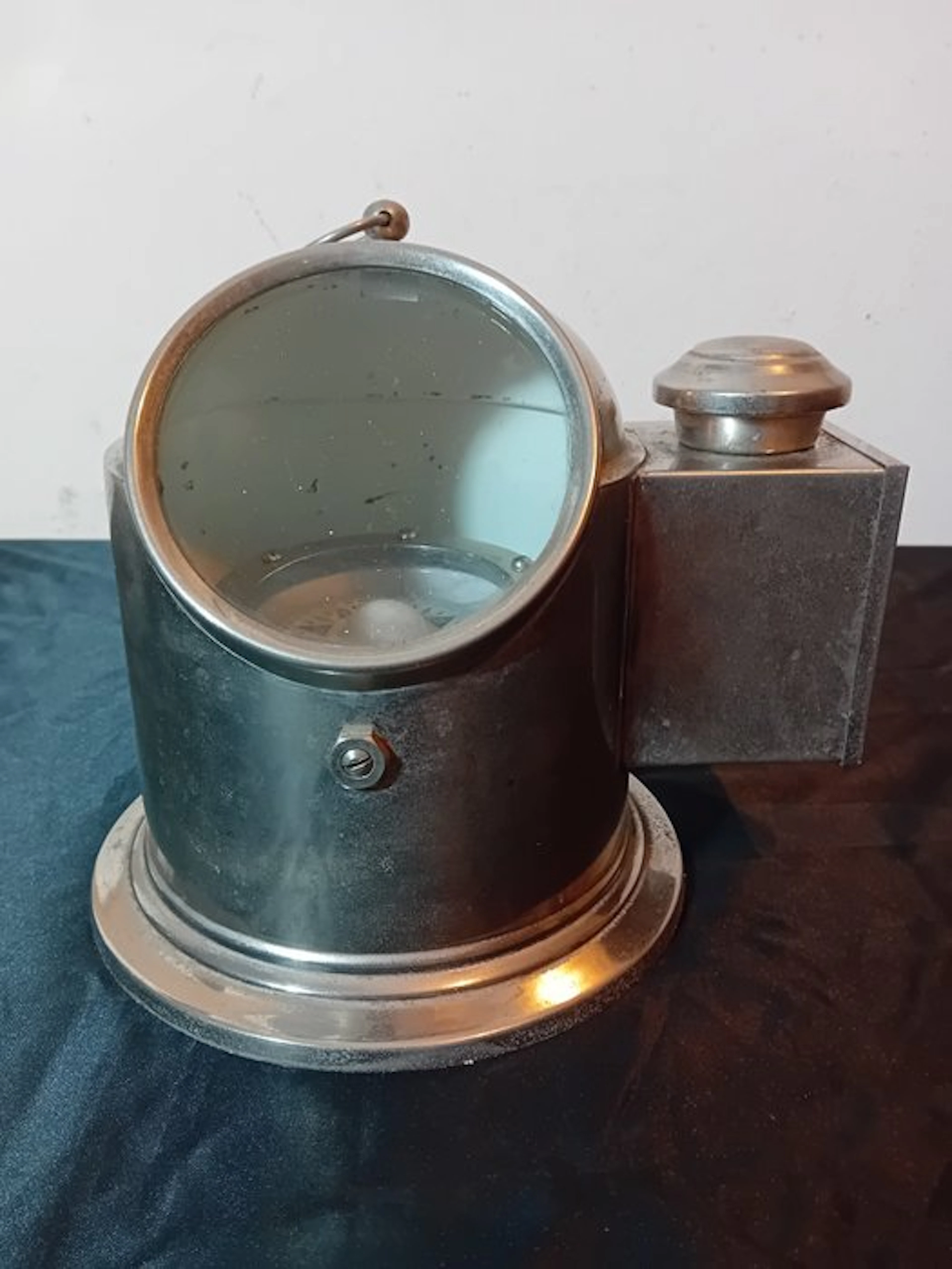 Maritime object - Unkown - Chromed Brass glass- Decoratieve boat compass