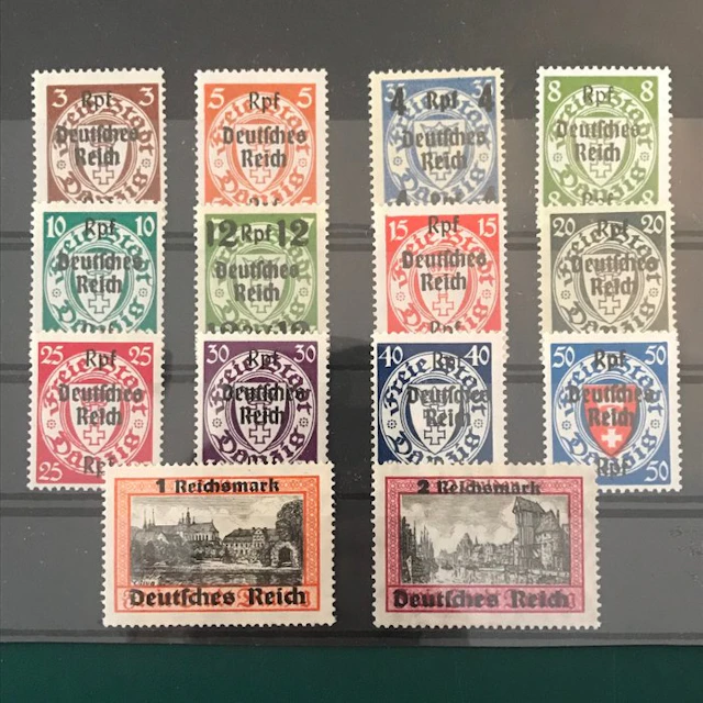 German Empire 1939 - Zegels van Danzig met opdruk Duitse...