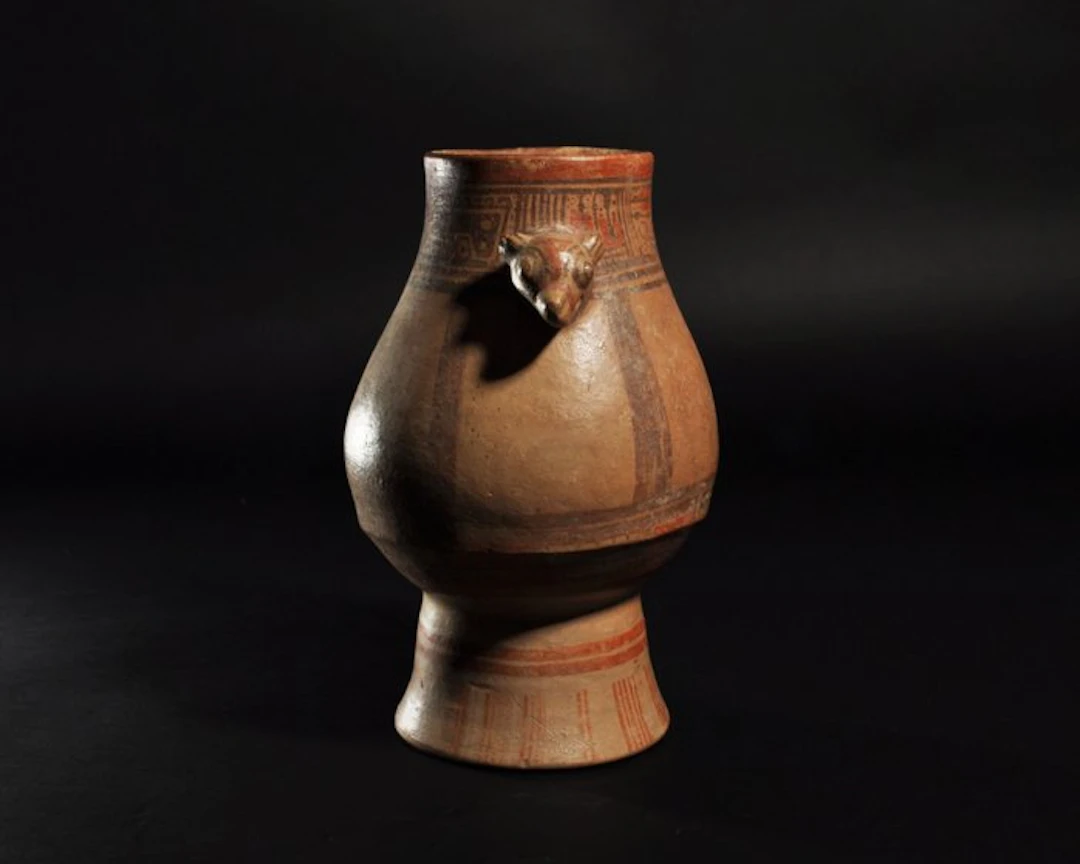 Nicoya Ceramic Vessel with feline head. German Export License - 28.5 cm