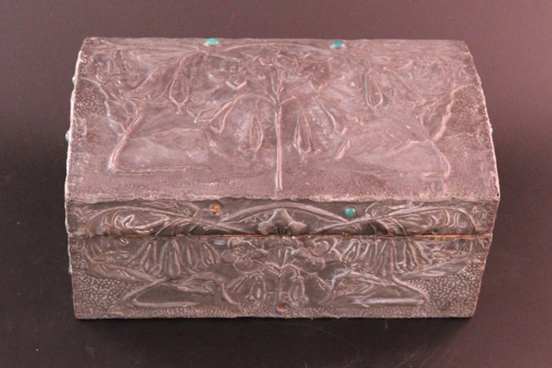 Antieke juwelenkist - Casket - Wood, Tin