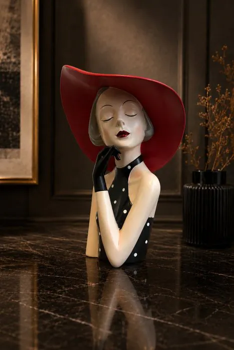 Bust, Elegant Art Deco Style Lady Bust – Red Statement...