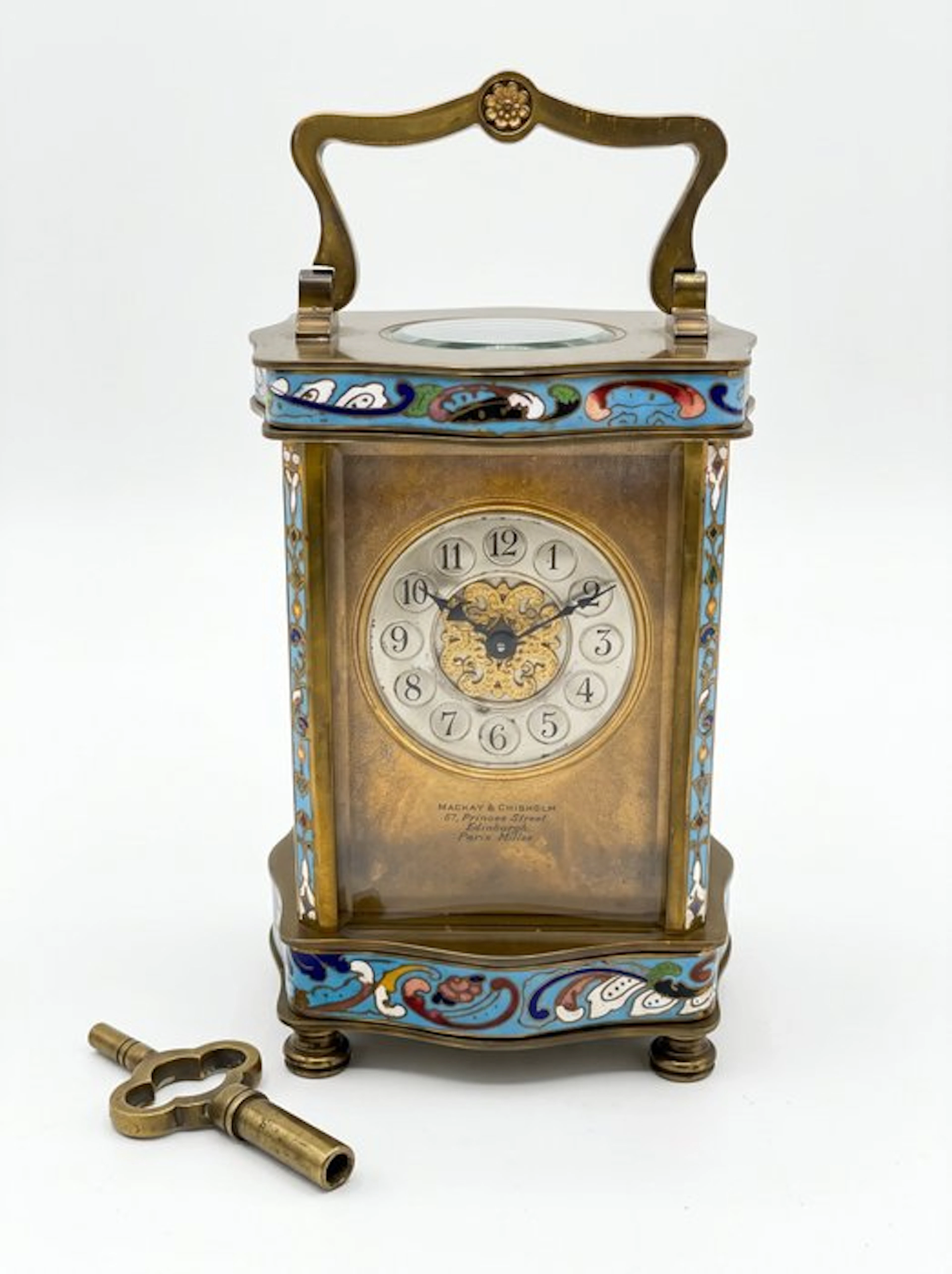 French Champlevé enamel, Carriage clock - - Gilt brass - 1850-1900
