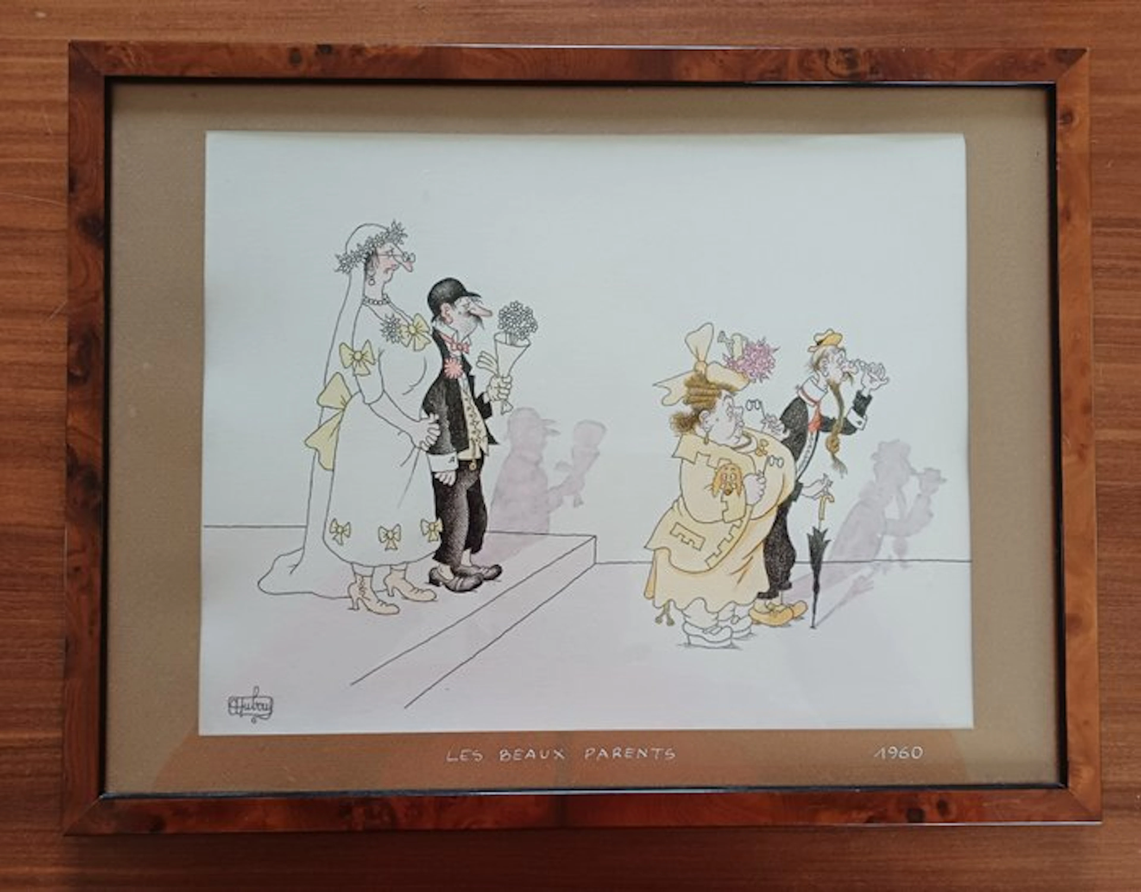 Dubout, Albert - 1 Original colour drawing - Les beaux parents - 1960