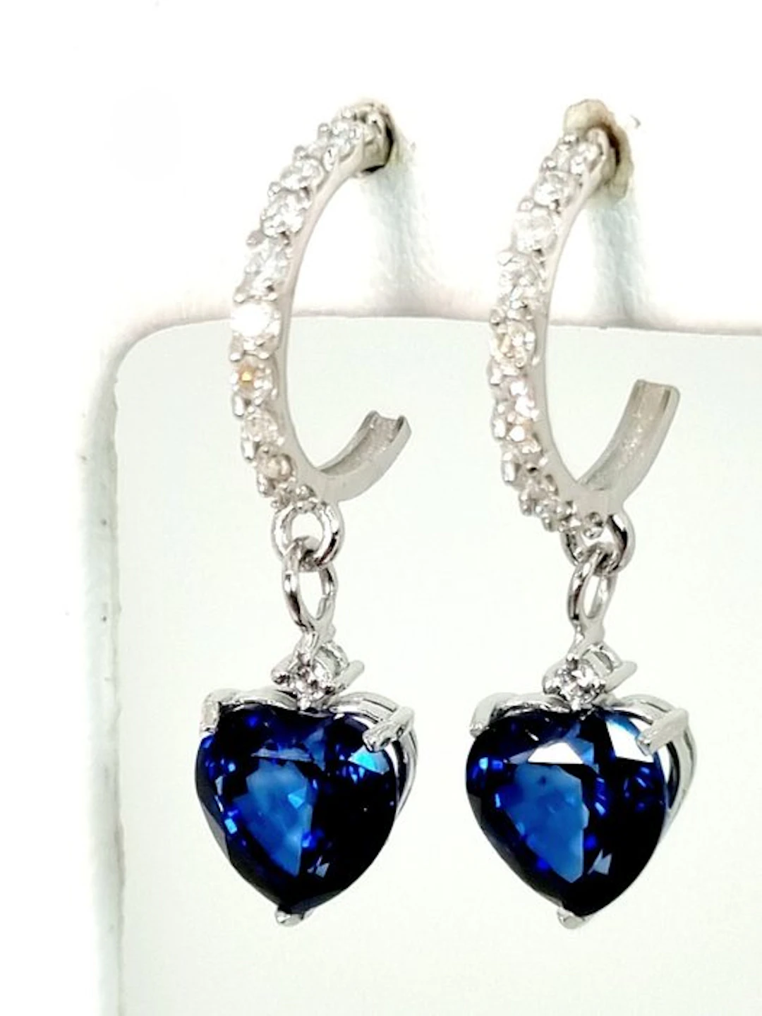 Earrings - 18 kt. White gold Sapphire - Diamond