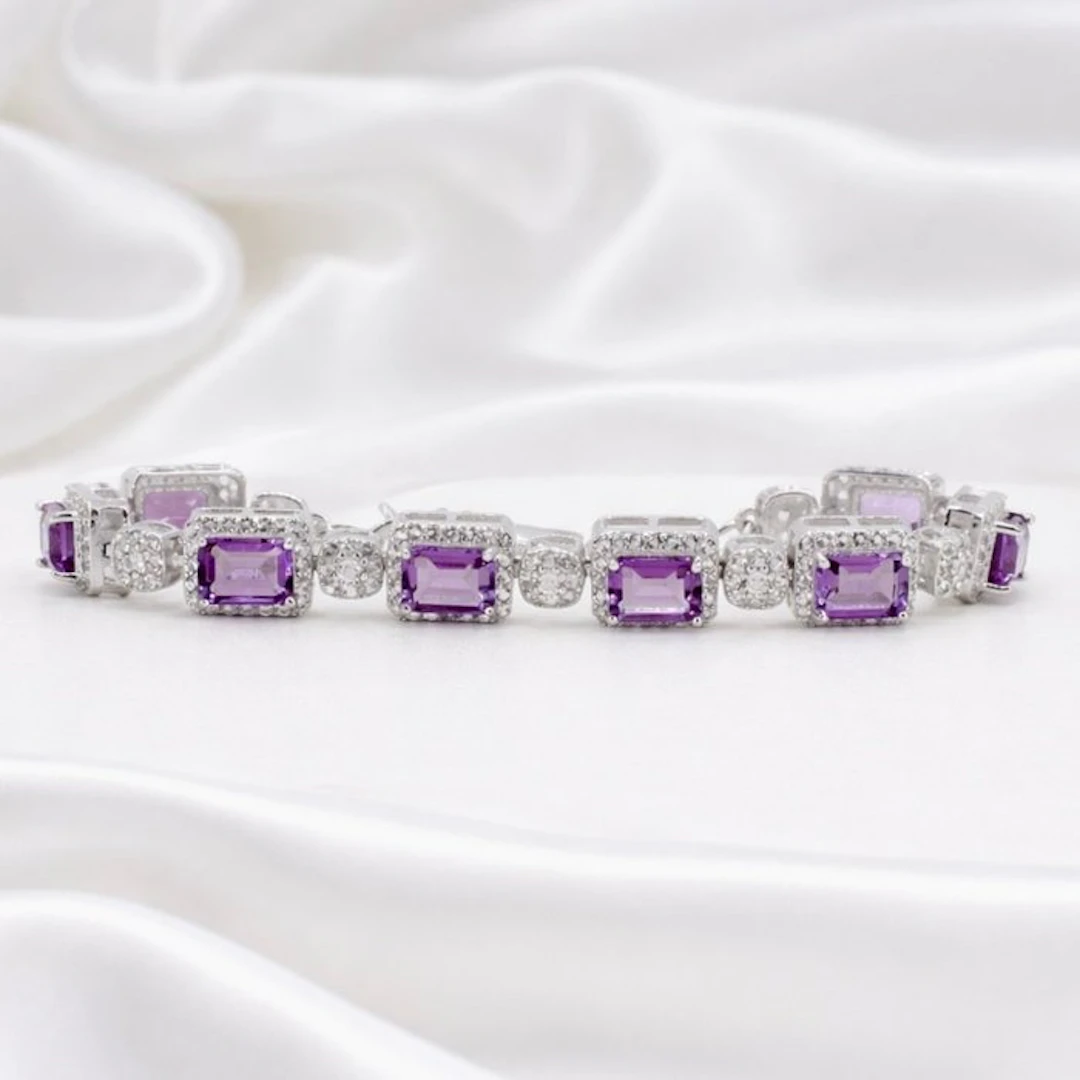 No reserve price - Bracelet Gold-plated Amethyst - Topaz - 18kt Gold Plated