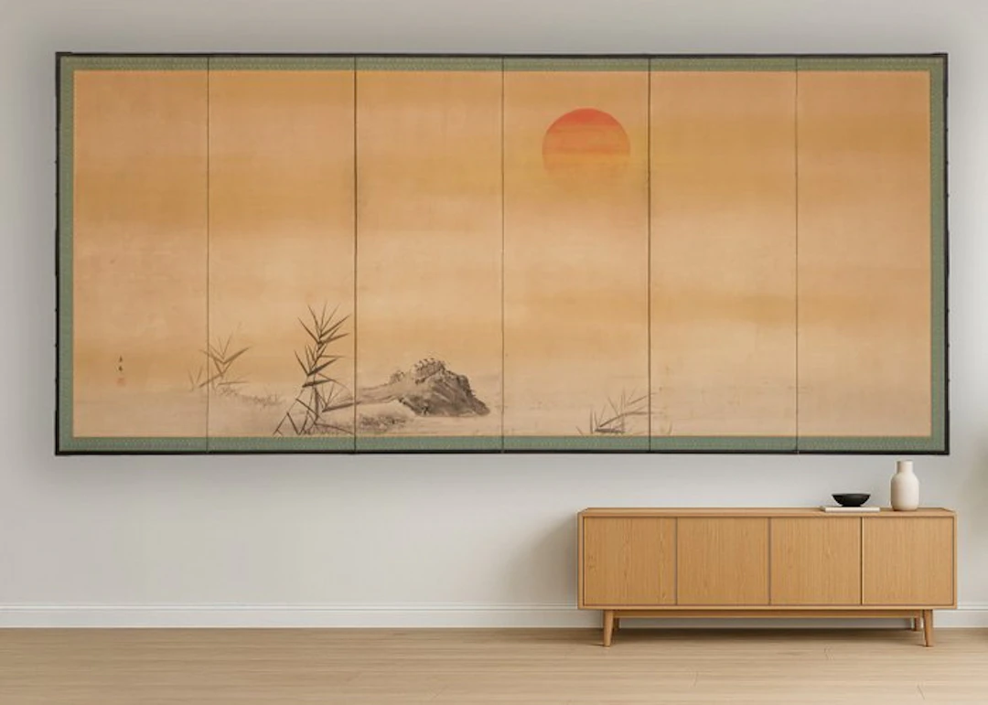 Folding screen with minogame and sunset - Paper
