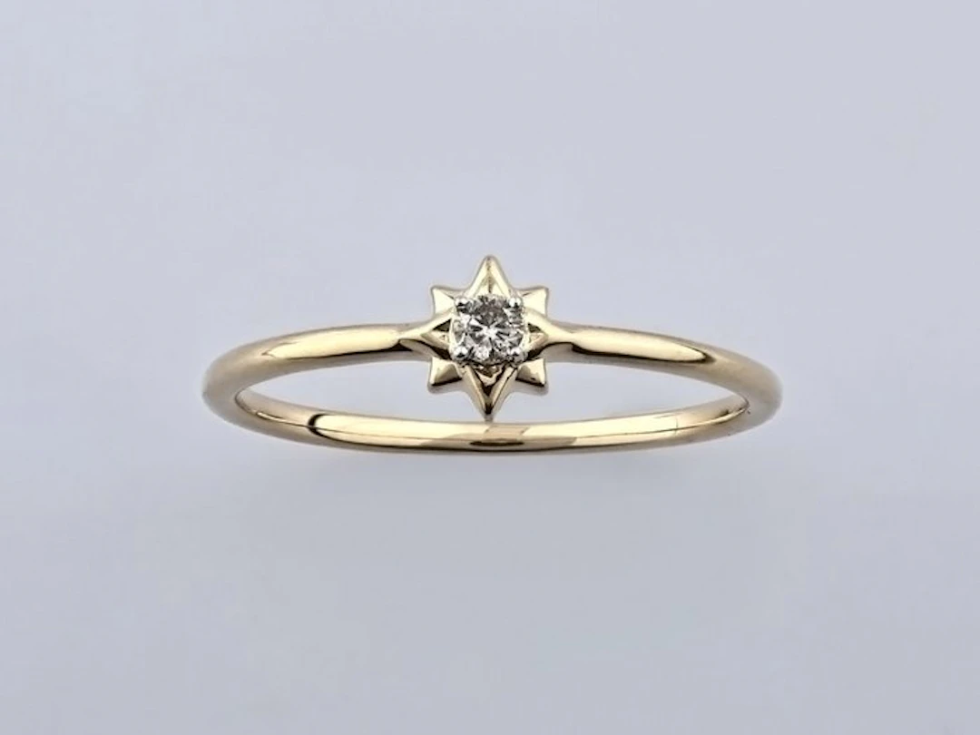 No reserve price - Ring - 14 kt. Yellow gold - 0.05ct. tw. Diamond (Natural)