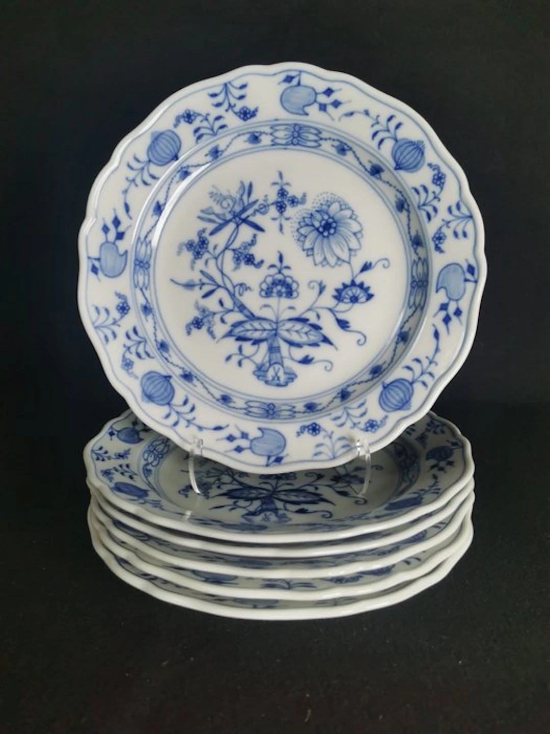 Meissen - Cipolla Blu - 6 Piatti D. 22cm - XX secolo - Dish (6) - Porcelain