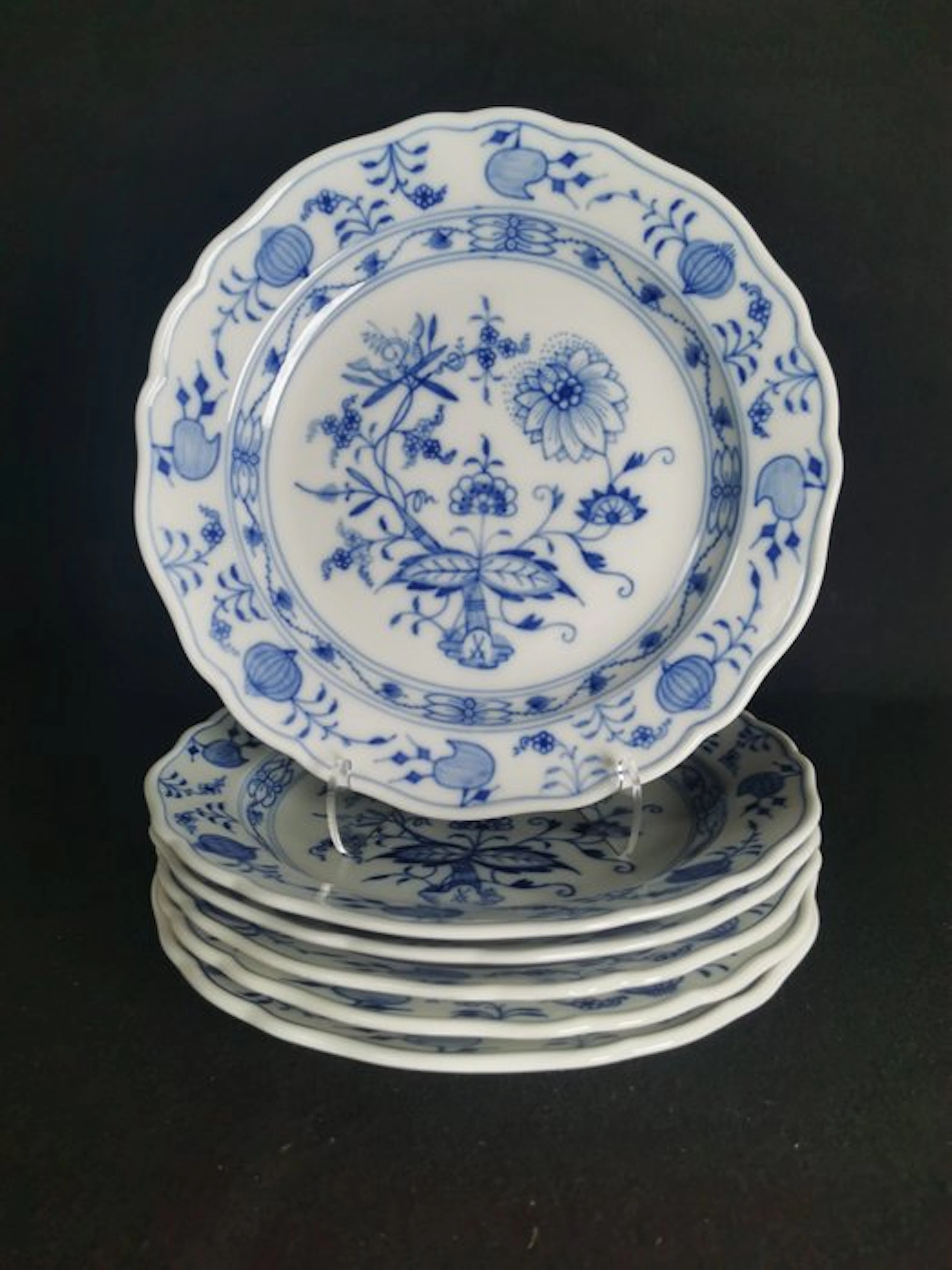 Meissen - Cipolla Blu - 6 Piatti D. 22cm - XX secolo - Dish (6) - Porcelain