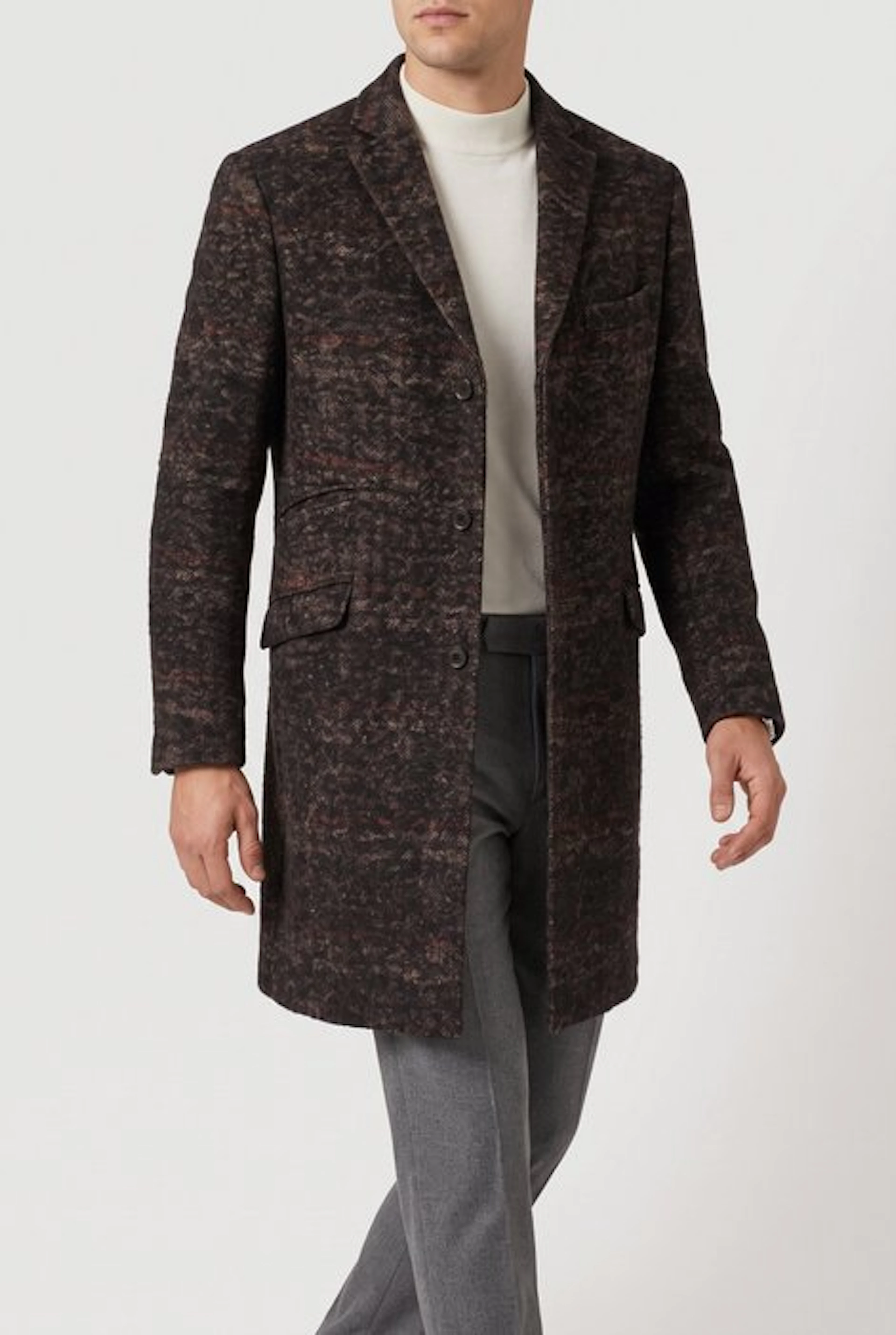 ETRO Milano Wool Blend Hidden Button Long Coat - Cappotto UOMO - Coat