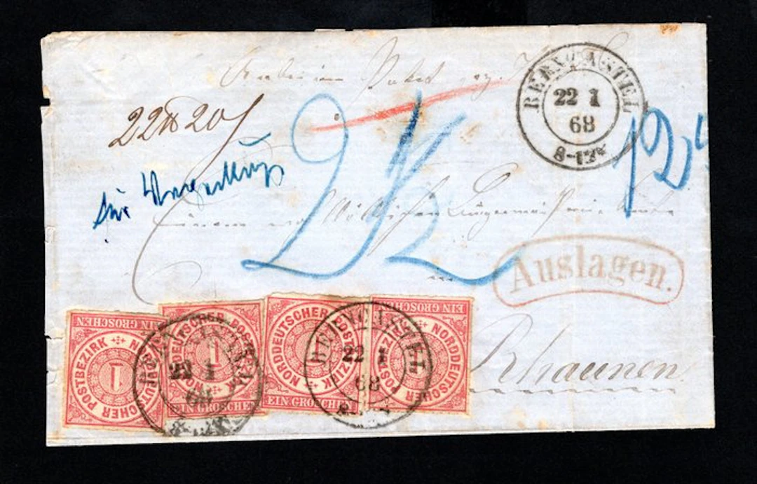 North German Postal Area 1868 - Folded letter with K2...
