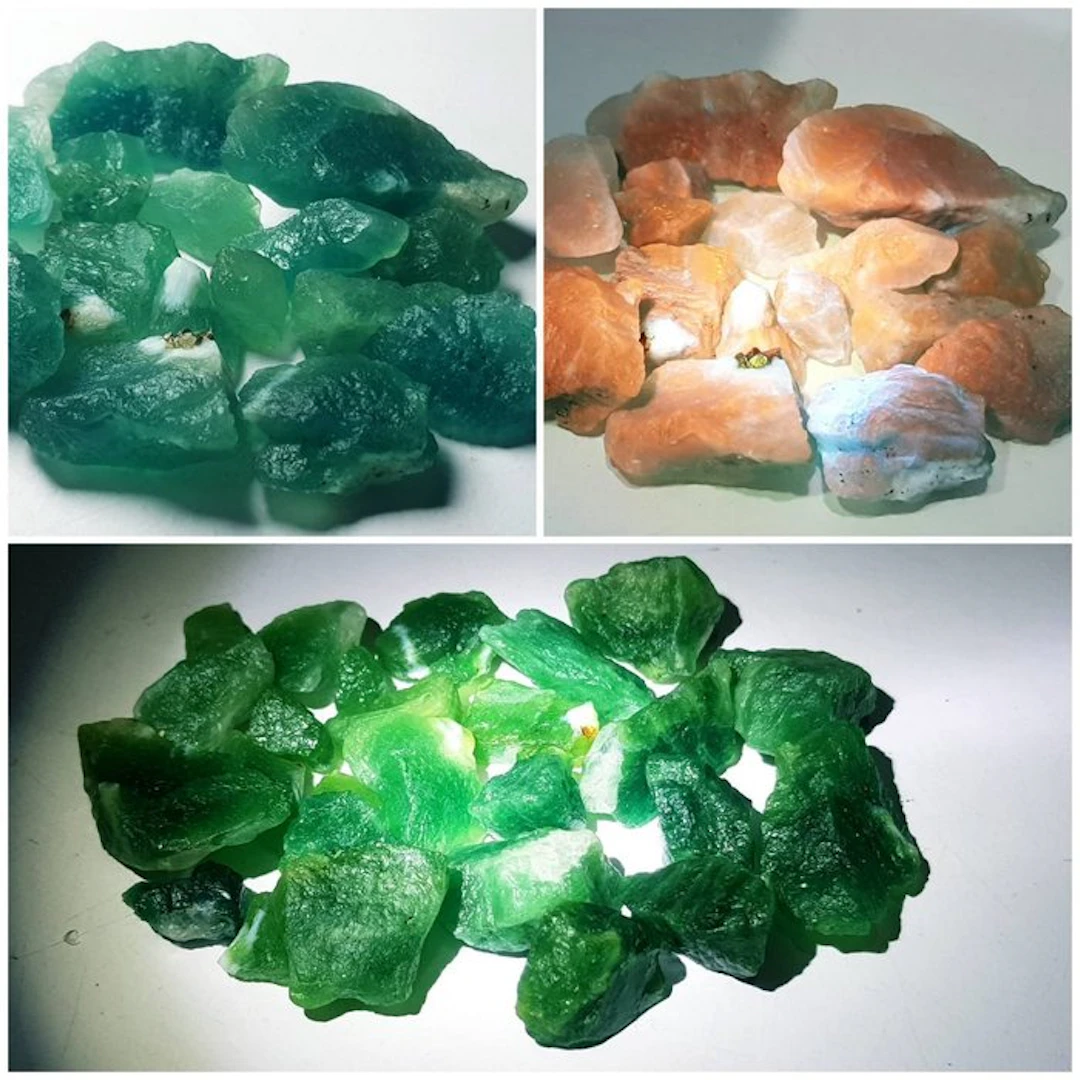 Big Size Florescent rare green color Hauynite under UV light Rough-