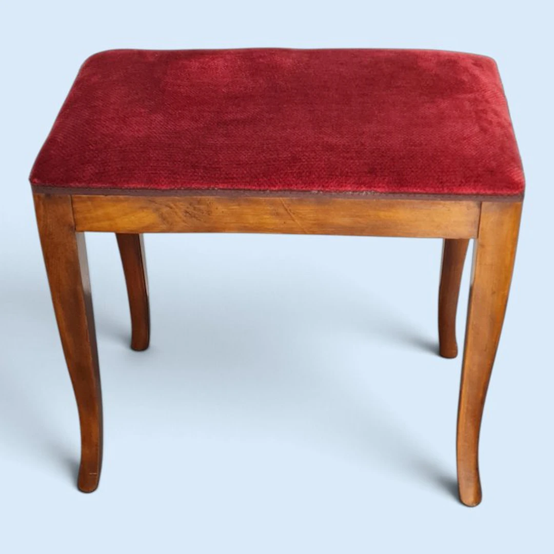 Stool - Vintage wooden stool in Louis XV style