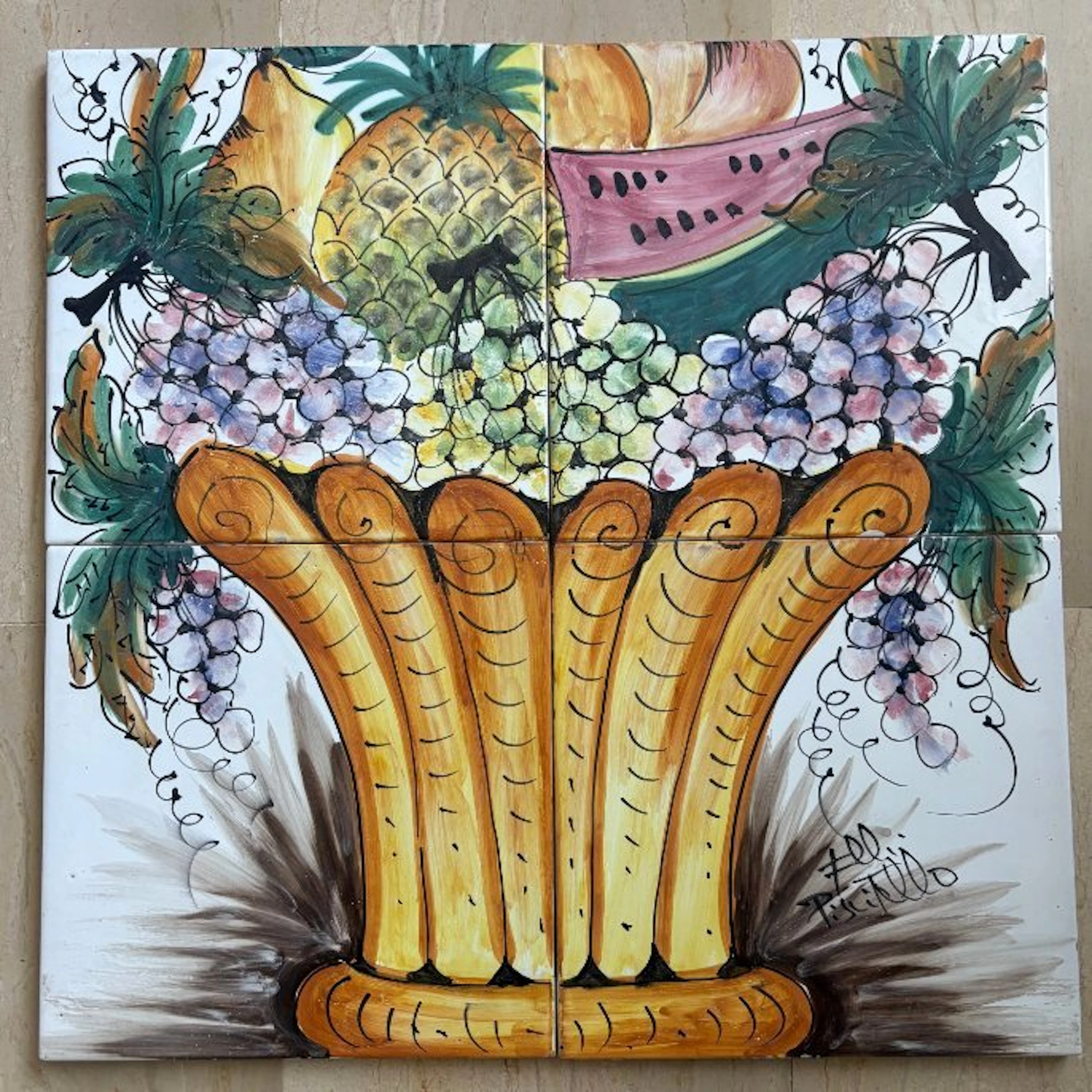 Tile - Fratelli Piscitello - 1960-1970 - Hand-painted...