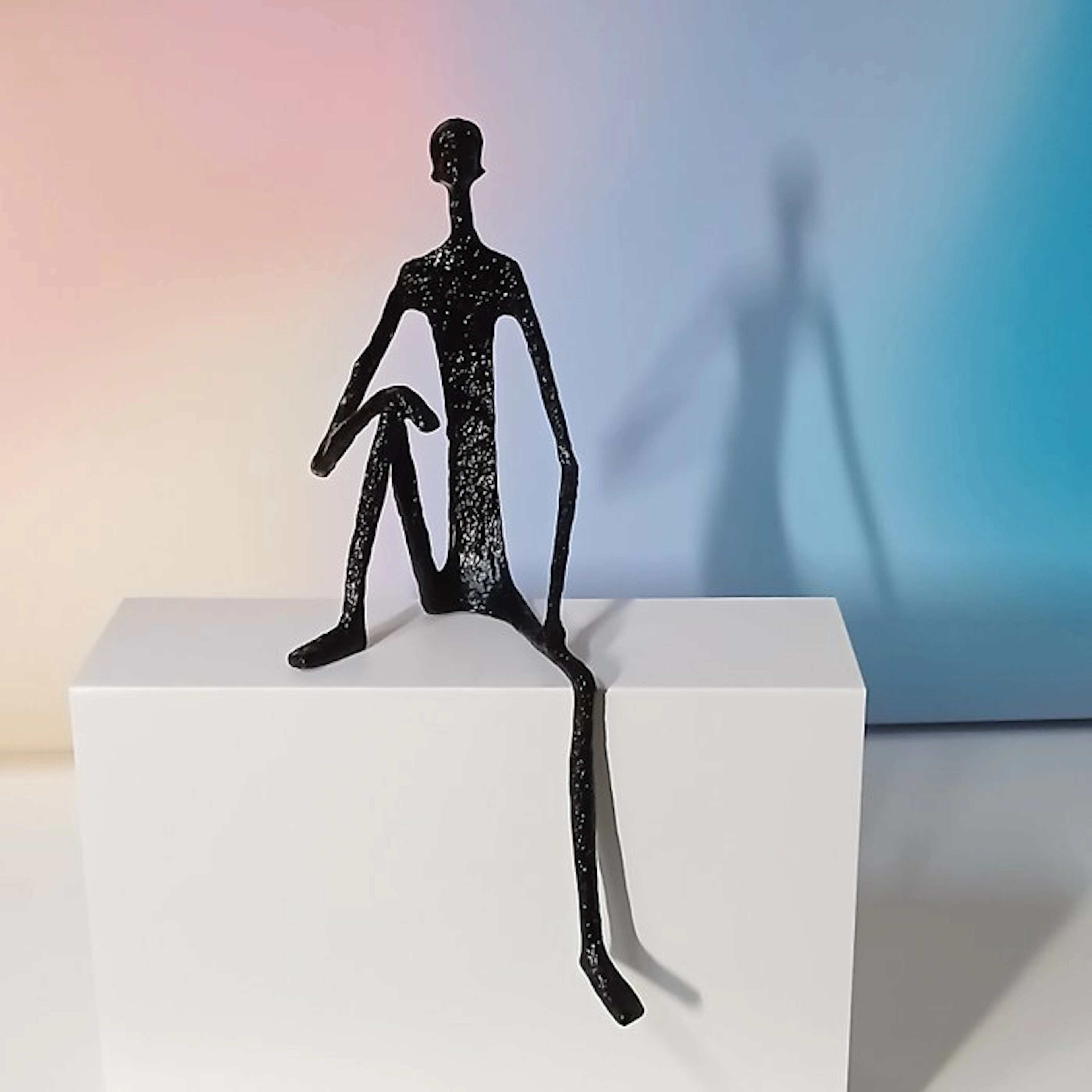 Sculpture, Homme au repos - 26 cm - Metal