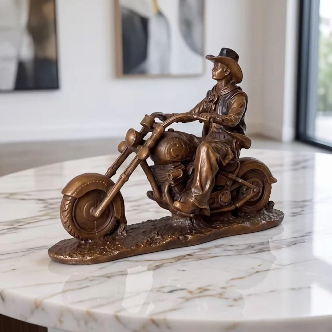 Statue, XL Motorrijder 32.5 cm / 3 kg - 22.5 cm - Bronze