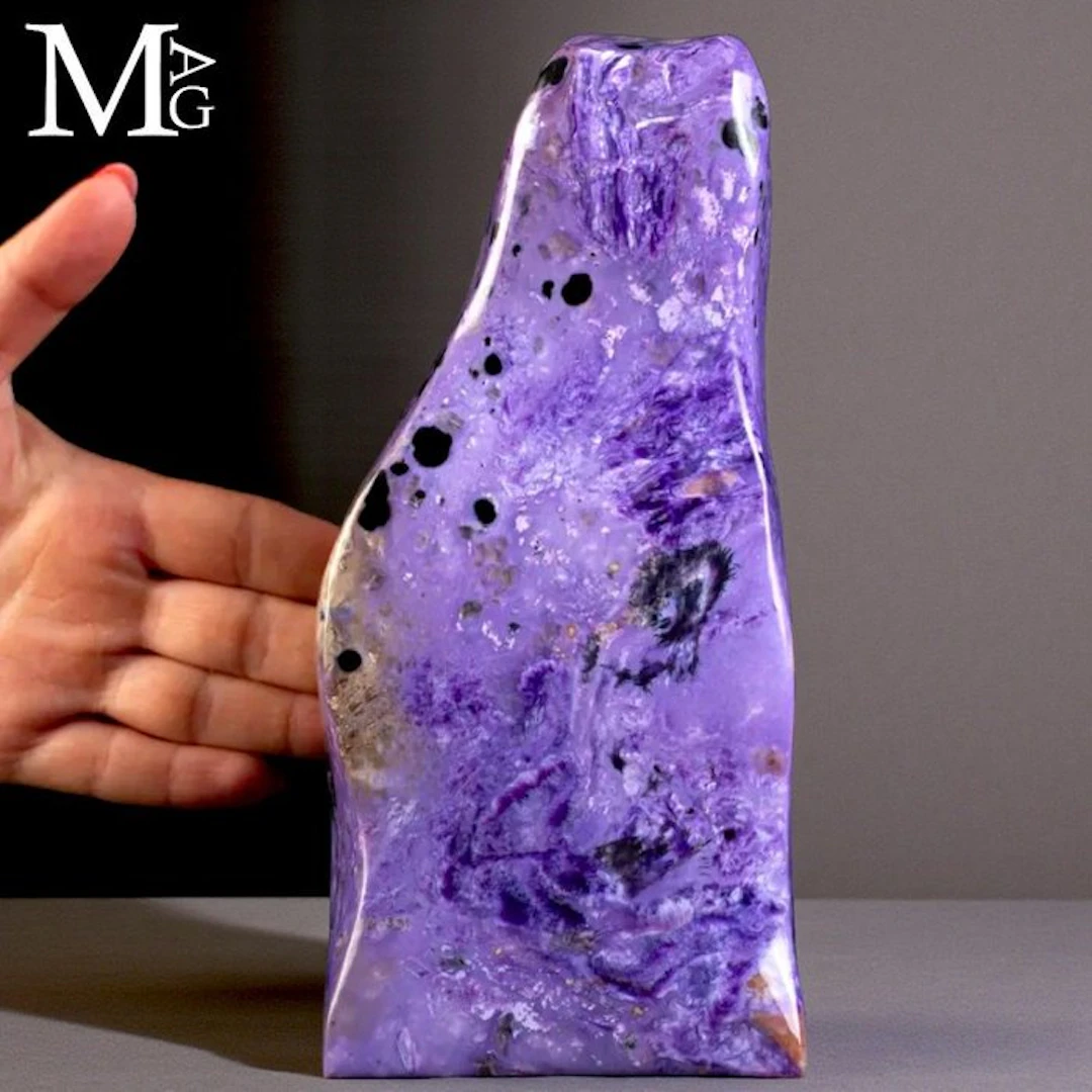 Purple Charoite with Silky Chatoyancy and Contrasting...