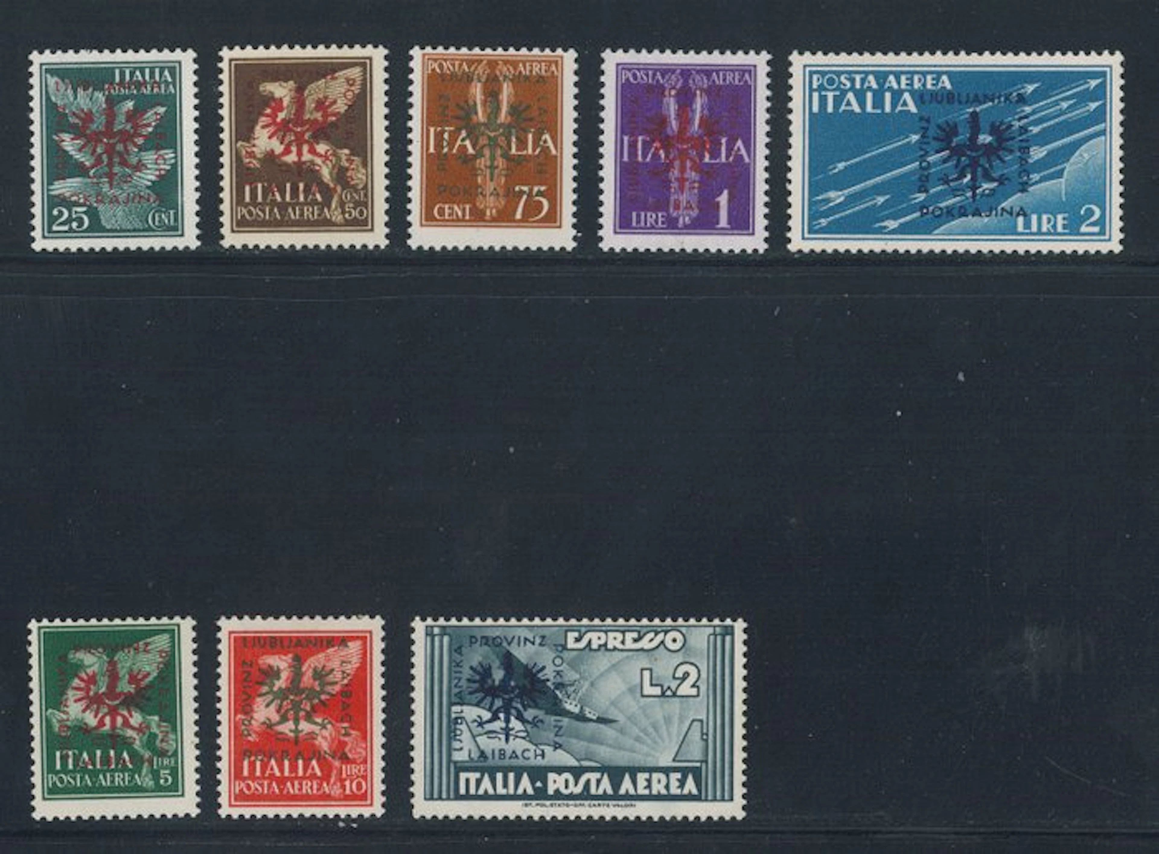 Ljubljana - German Occupation. - Overprinted, complete set, P.A. No. 1/8.