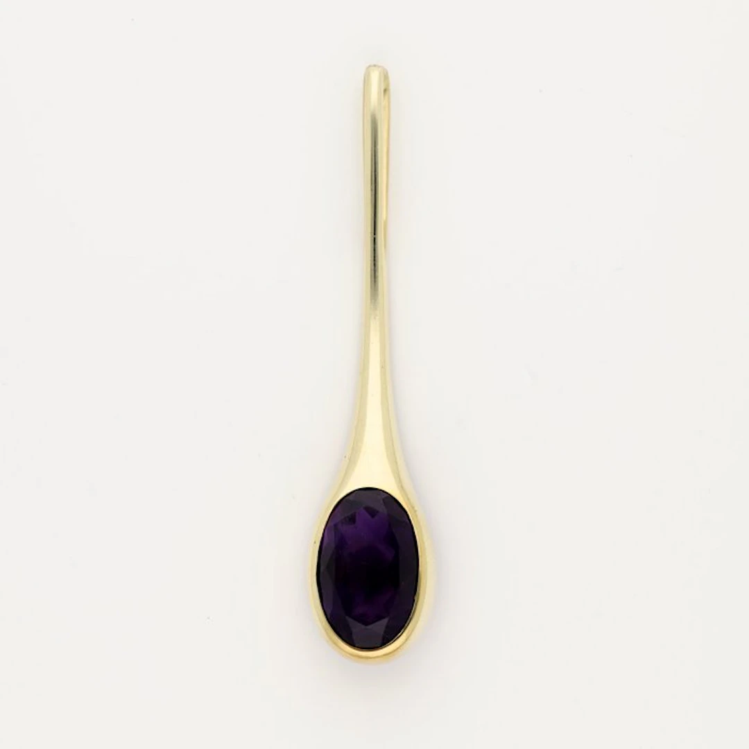 Pendant - 14 kt. Yellow gold Amethyst