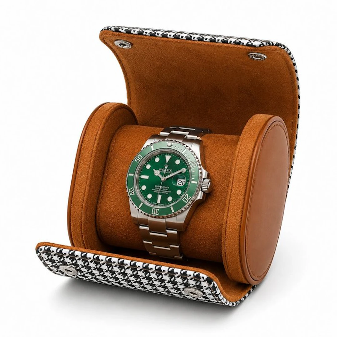 Luxury Pepita Watch Roll – Houndstooth Pattern – Travel...