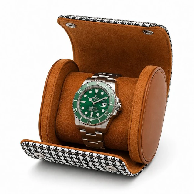 Luxury Pepita Watch Roll – Houndstooth Pattern – Travel...