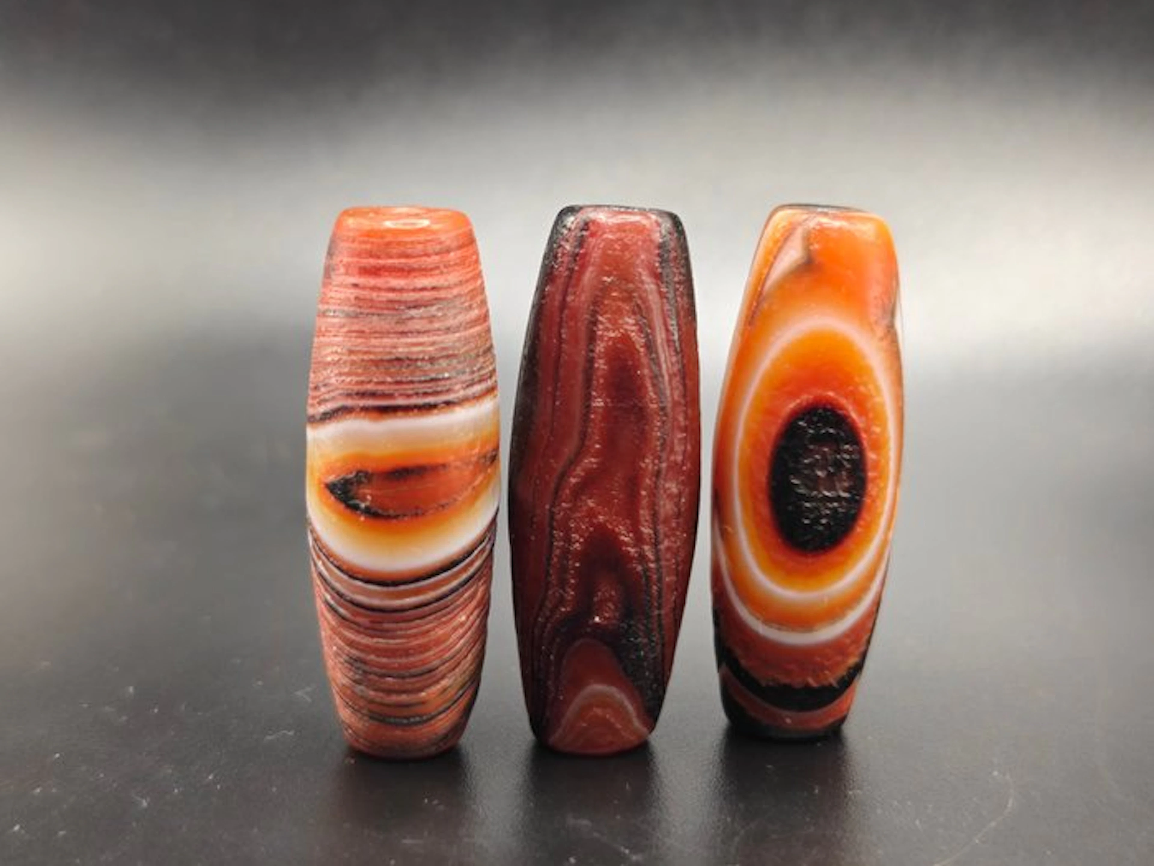 Red Chalcedony Meng 9 Eyes Dzi Beads - For Health