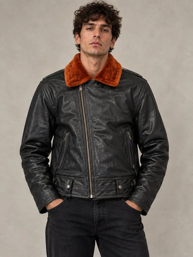 Full Black Leather Chiodo Biker Jacket With Original...