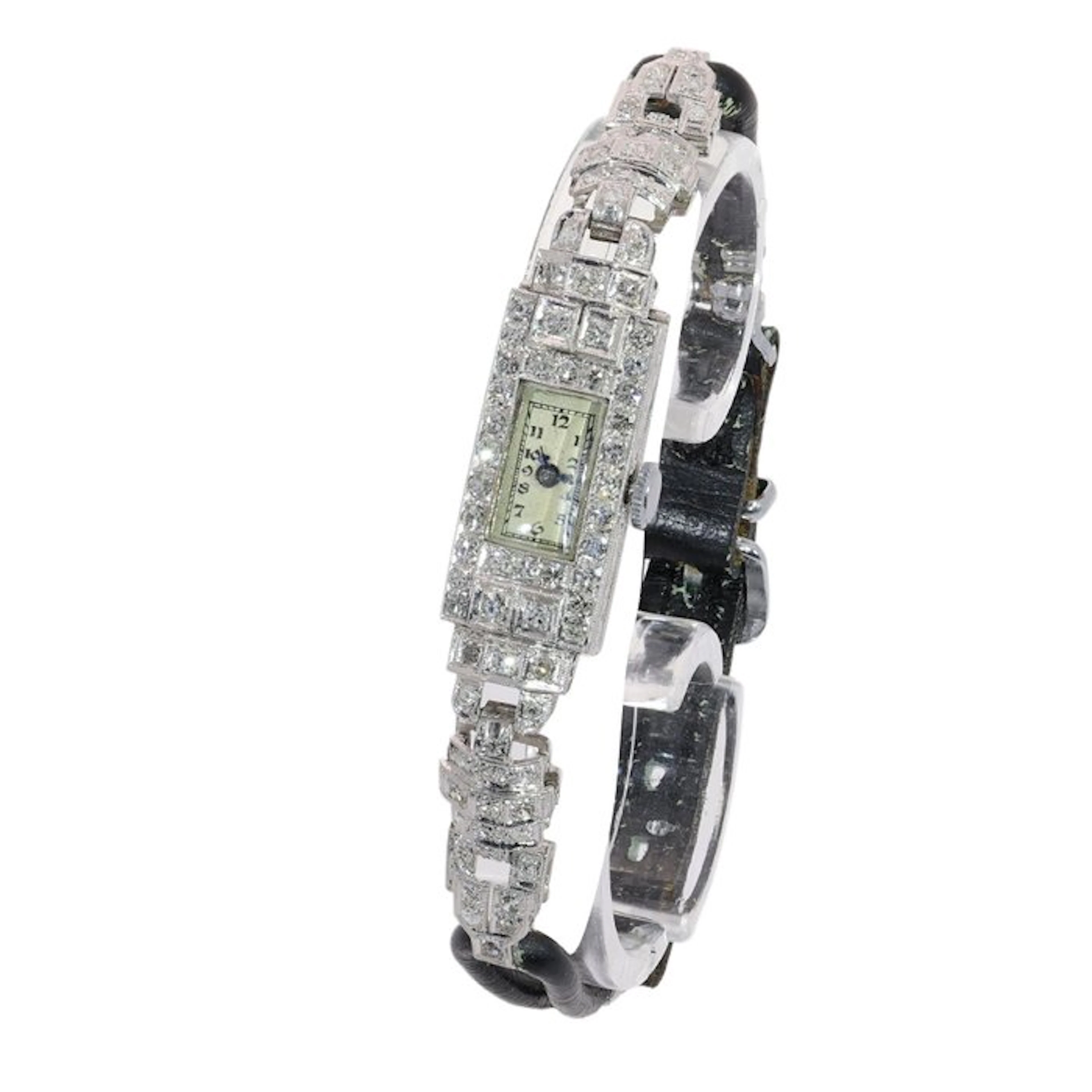 Bracelet Platinum - 1.72ct. tw. - Diamond - Vintage 1920 ladies watch